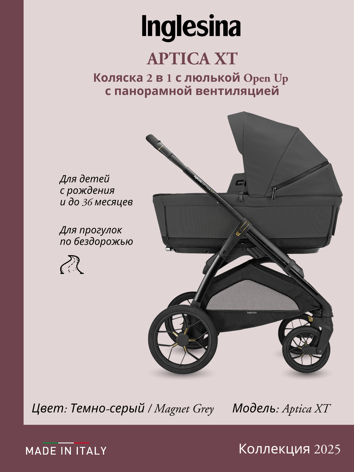 Коляска 2в1 Inglesina серый - фото 66