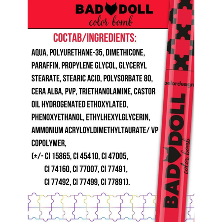 Тушь для ресниц цветная Belor Design Bad Doll объемная красная