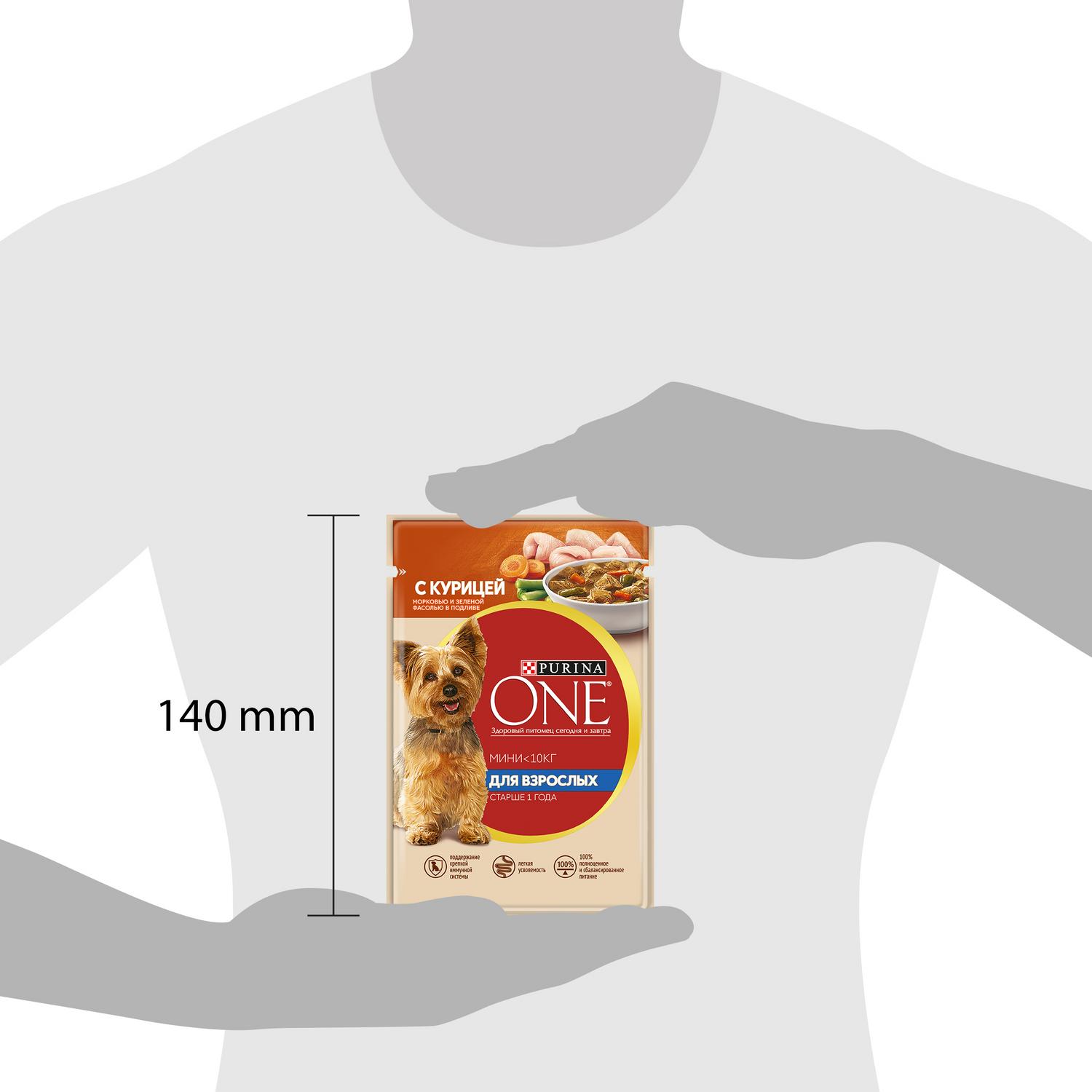 Корм для собак Purina One Mini мелких пород курица-морковь-зеленая фасоль 85г - фото 11