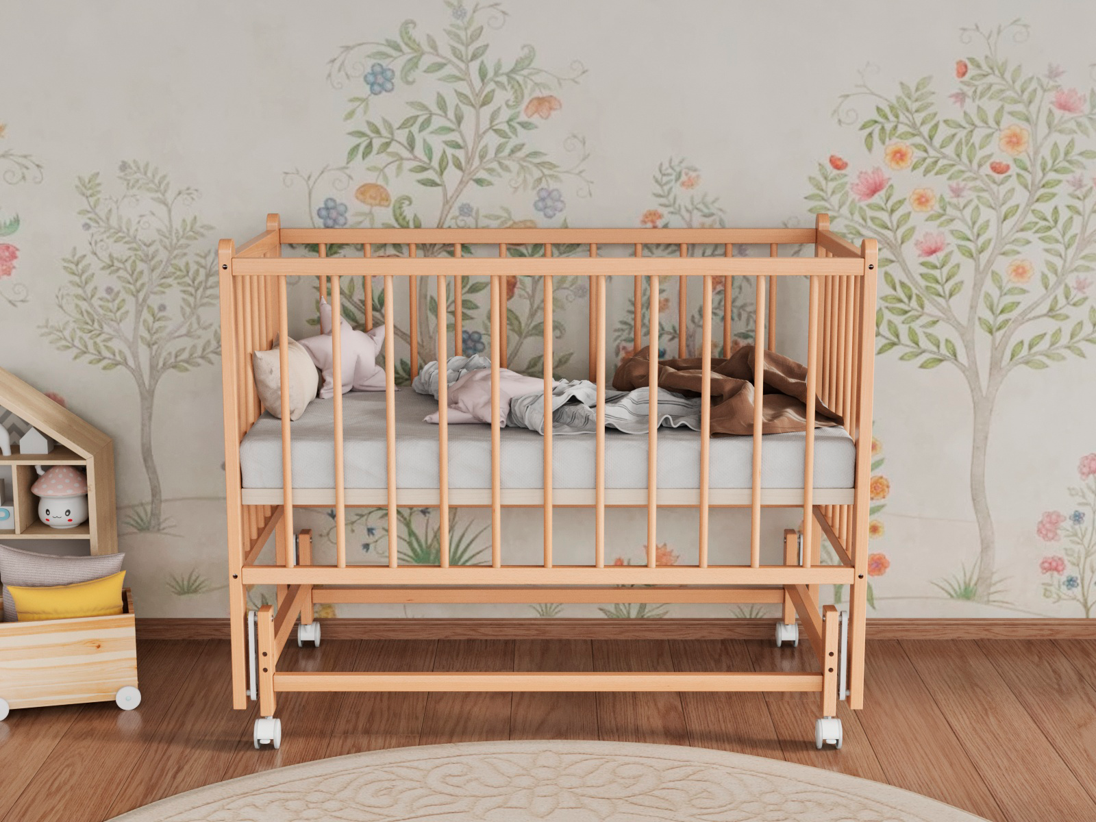 Детская кроватка Incanto Classic, поперечный маятник (бук) - фото 1