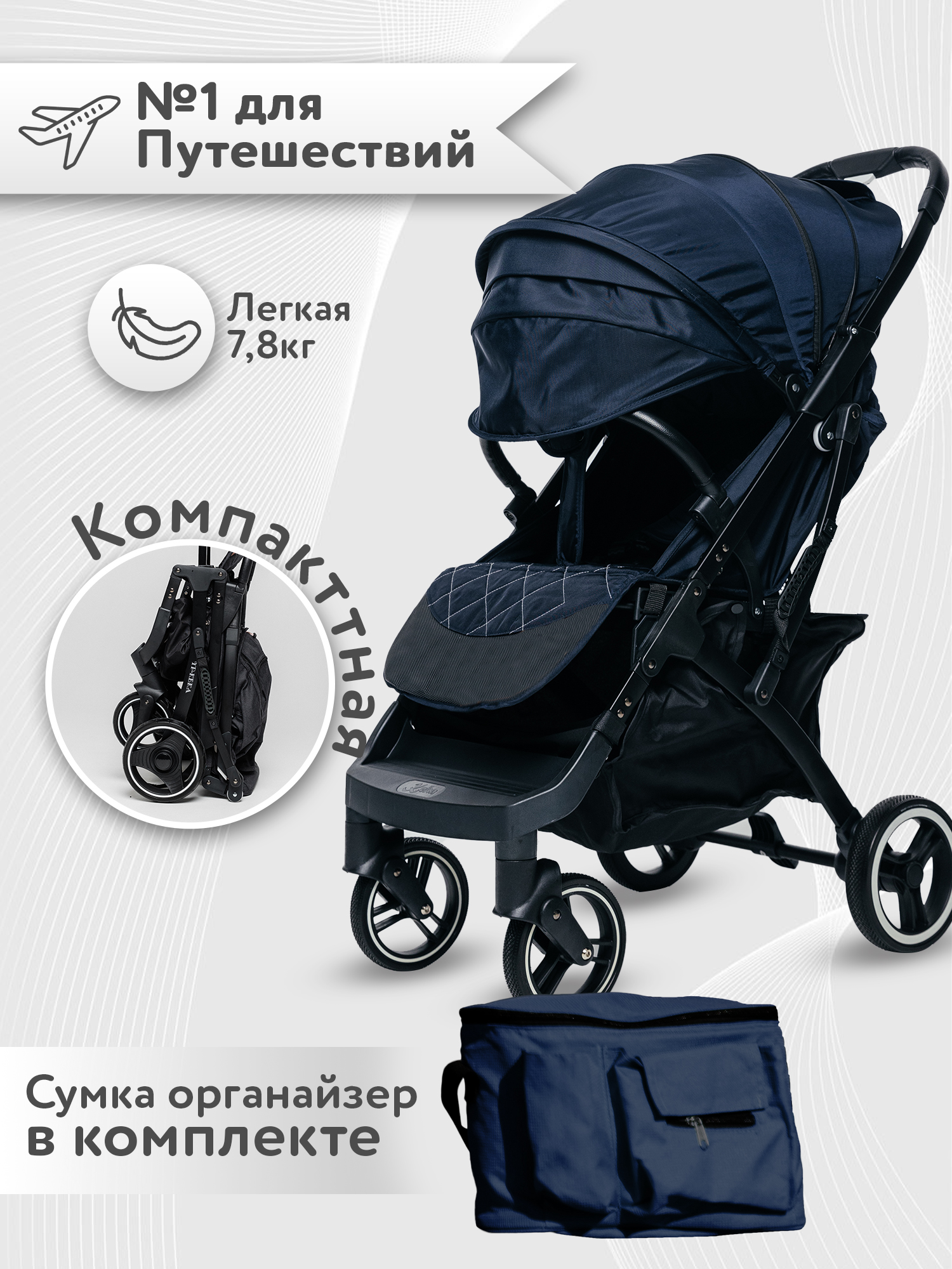 Коляска прогулочная Nobumi Sigma синий - фото 4