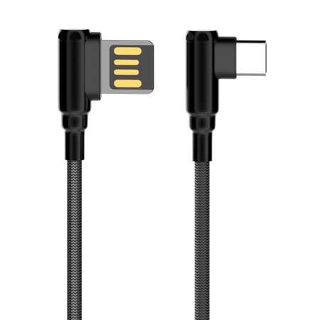 Кабель USB-Type-C LDNIO LS421 1м / 2.4 А / медь: 86 жил / угловой коннектор/ нейлоновая оплетка / серый
