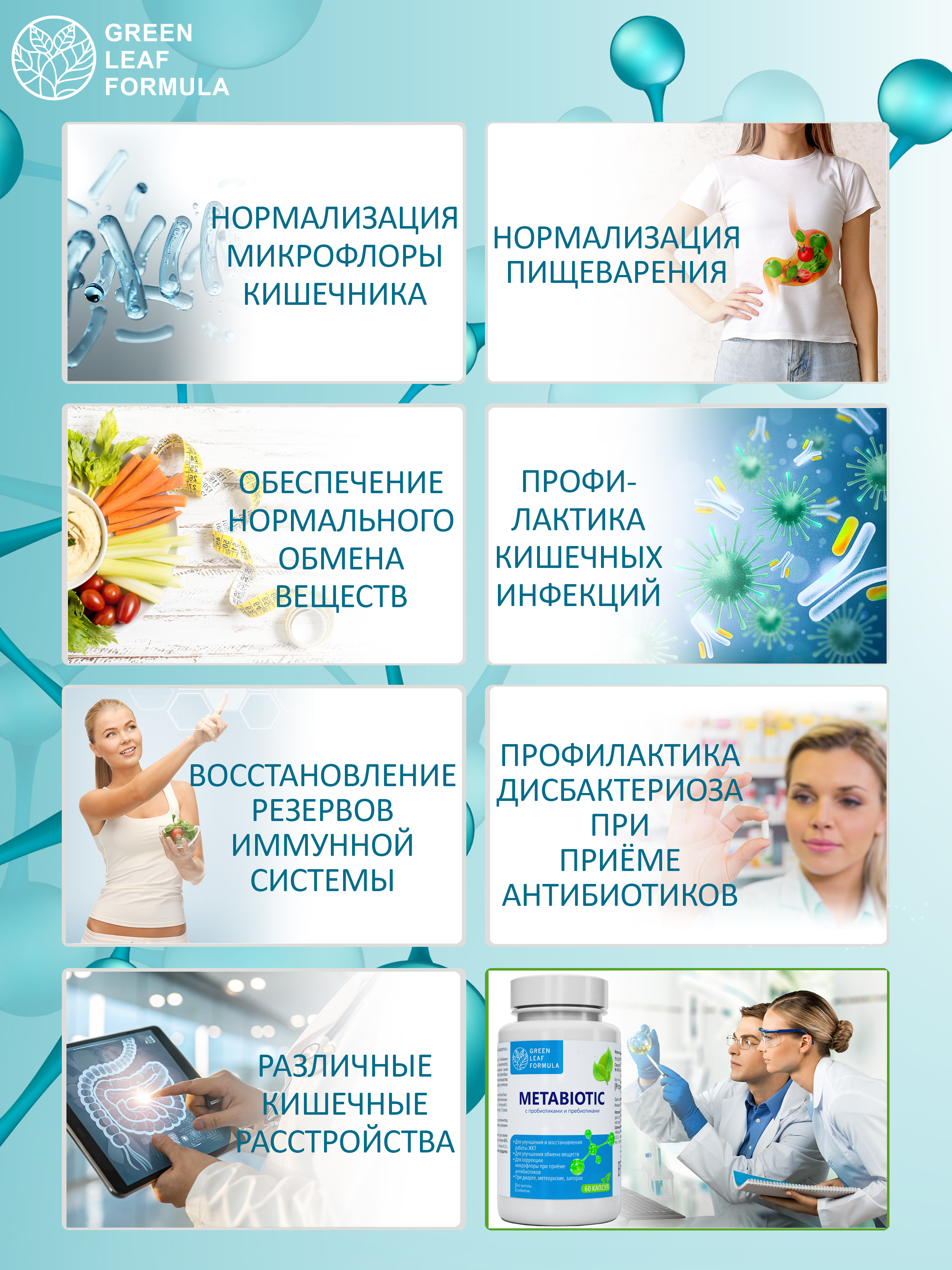 Метабиотик с пробиотиками и пребиотиками Green Leaf Formula для микрофлоры кишечника - фото 6