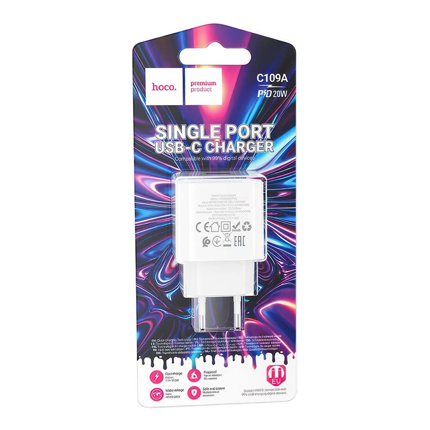 Сетевое зарядное устройство hoco C109A Fighter 1*USB-C 3А - фото 2