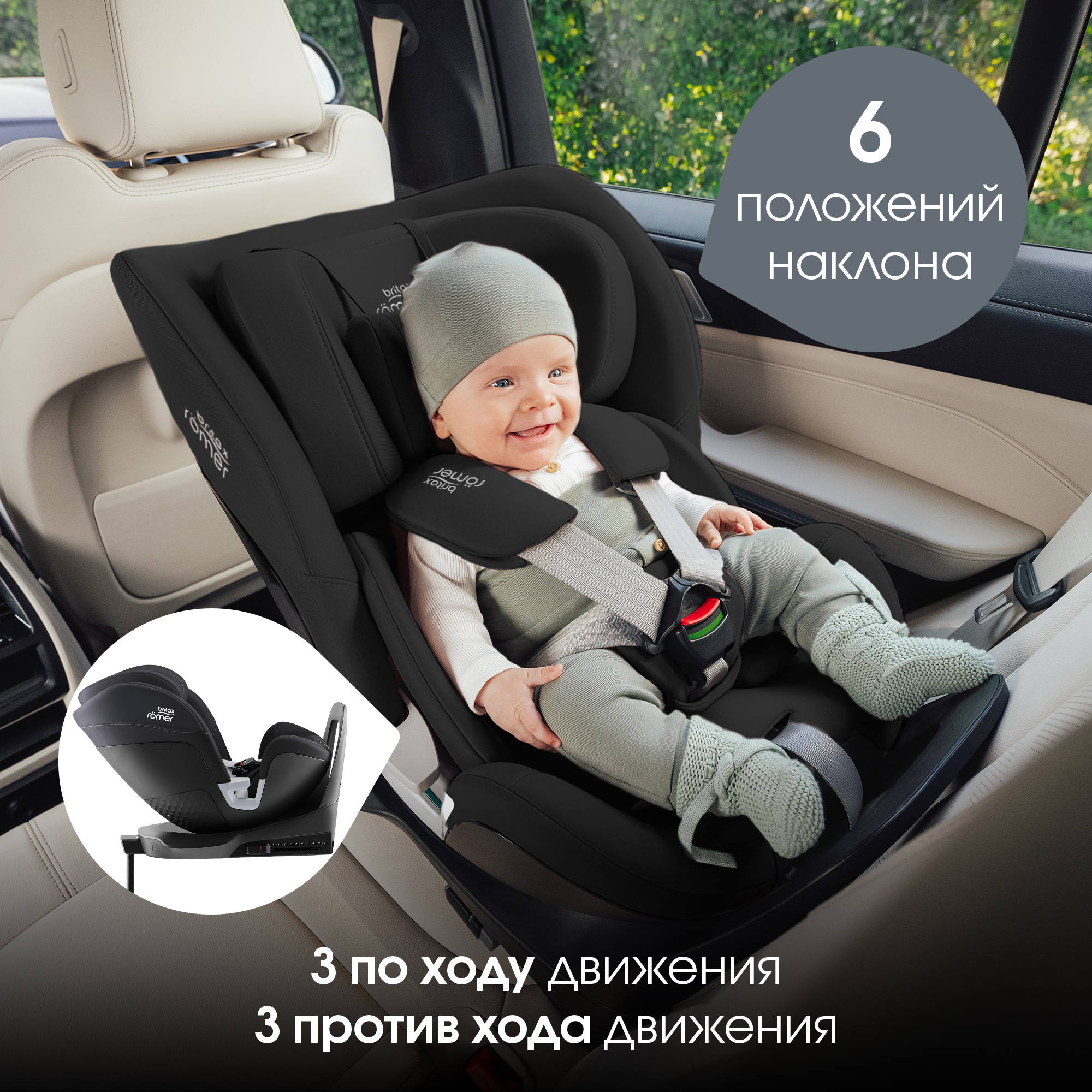 Автокресло Britax Roemer Swivel 2 Space Black Isofix 0+/1/2 (0-25 кг) черный - фото 4