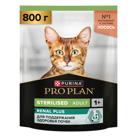 Корм для кошек сухой PRO PLAN Sterilised Adult Renal Plus для взрослых стерилизованных кошек с лососем