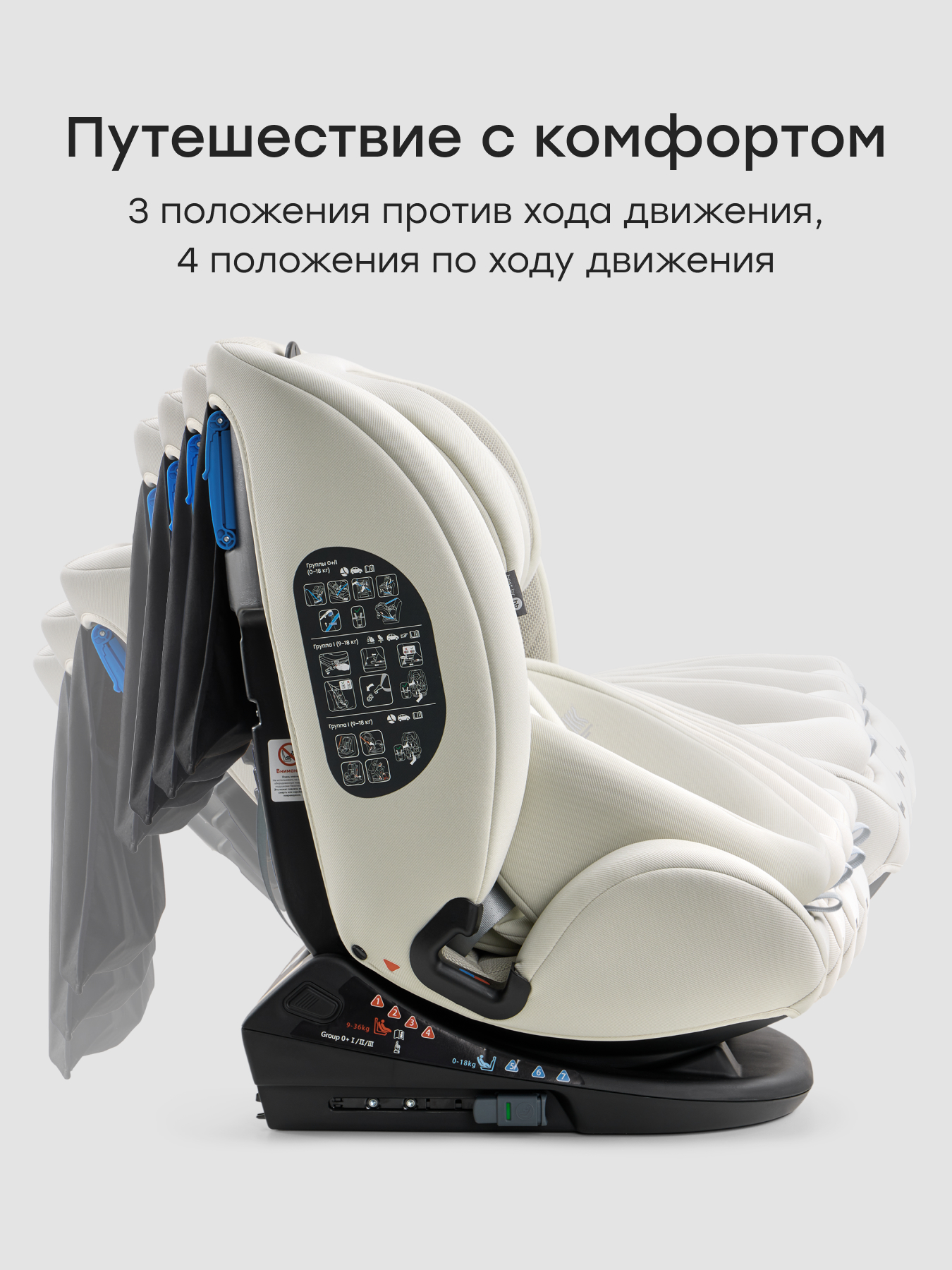 Автокресло Happy Baby Orex Isofix 0+/1/2/3 (0-36 кг) бежевый - фото 8