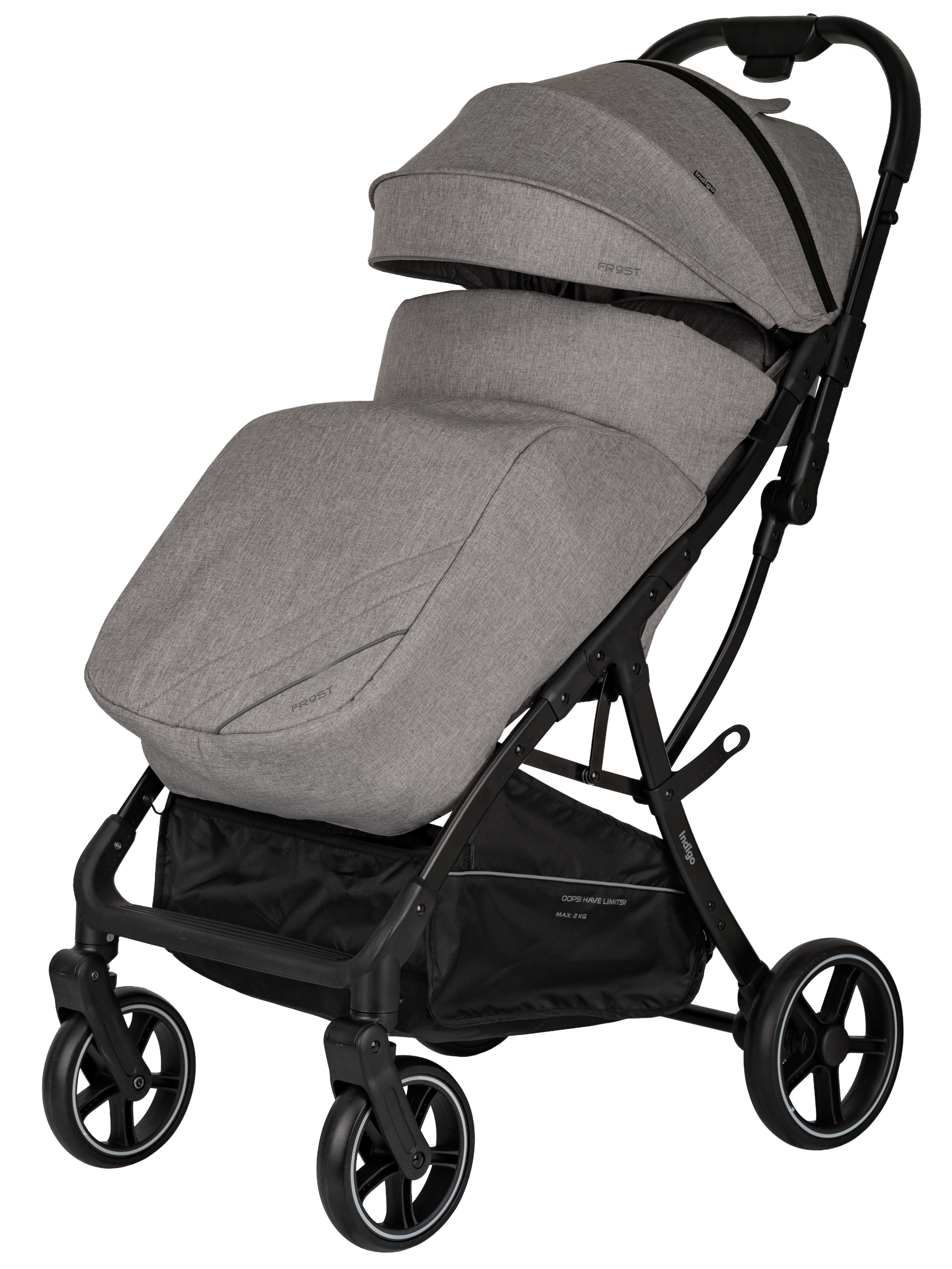Коляска прогулочная Indigo Frost для путешествий серый серый - фото 11