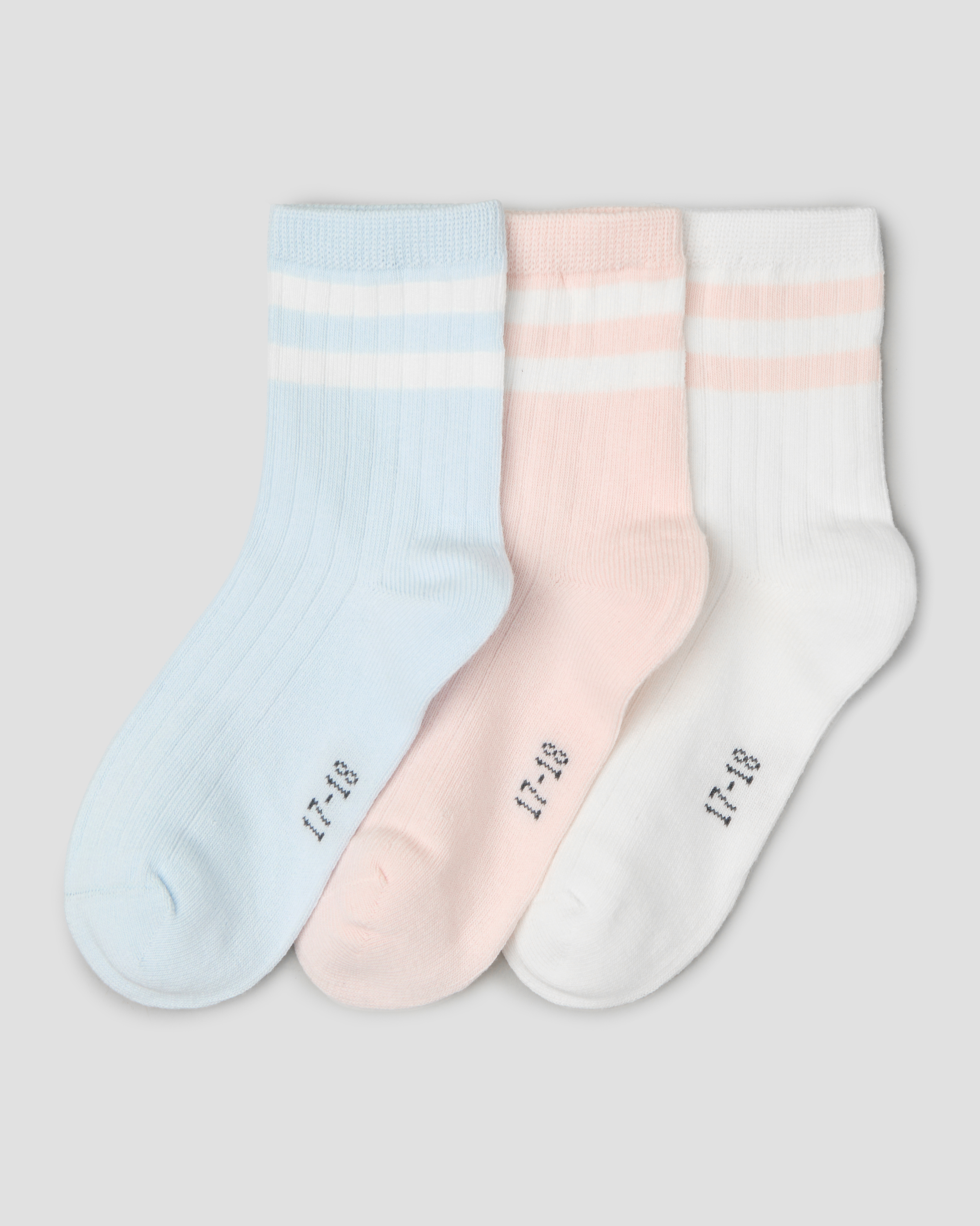 Изображение товара Набор из 3 пар детских носков Futurino для девочек, розовые голубые белые