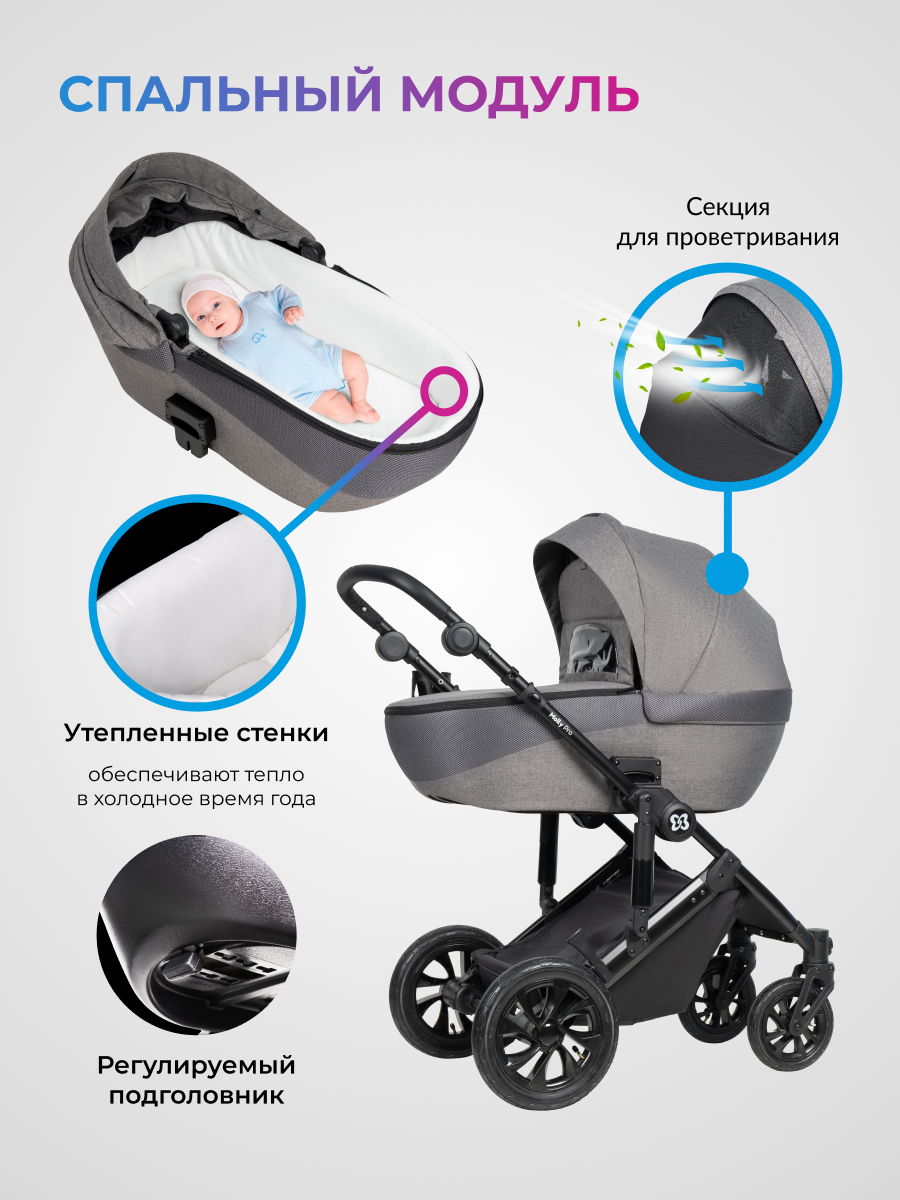 Коляска 3в1 Farfello Molly Pro серый - фото 6
