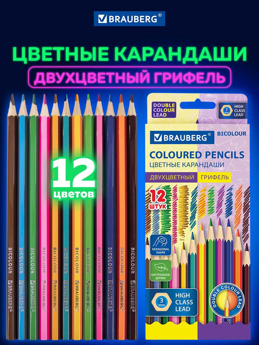 Карандаши цветные Brauberg 24 шт. - фото 1
