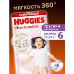 Трусики Huggies Ultra Comfort для девочек 6 (15-25 кг) 38 шт.