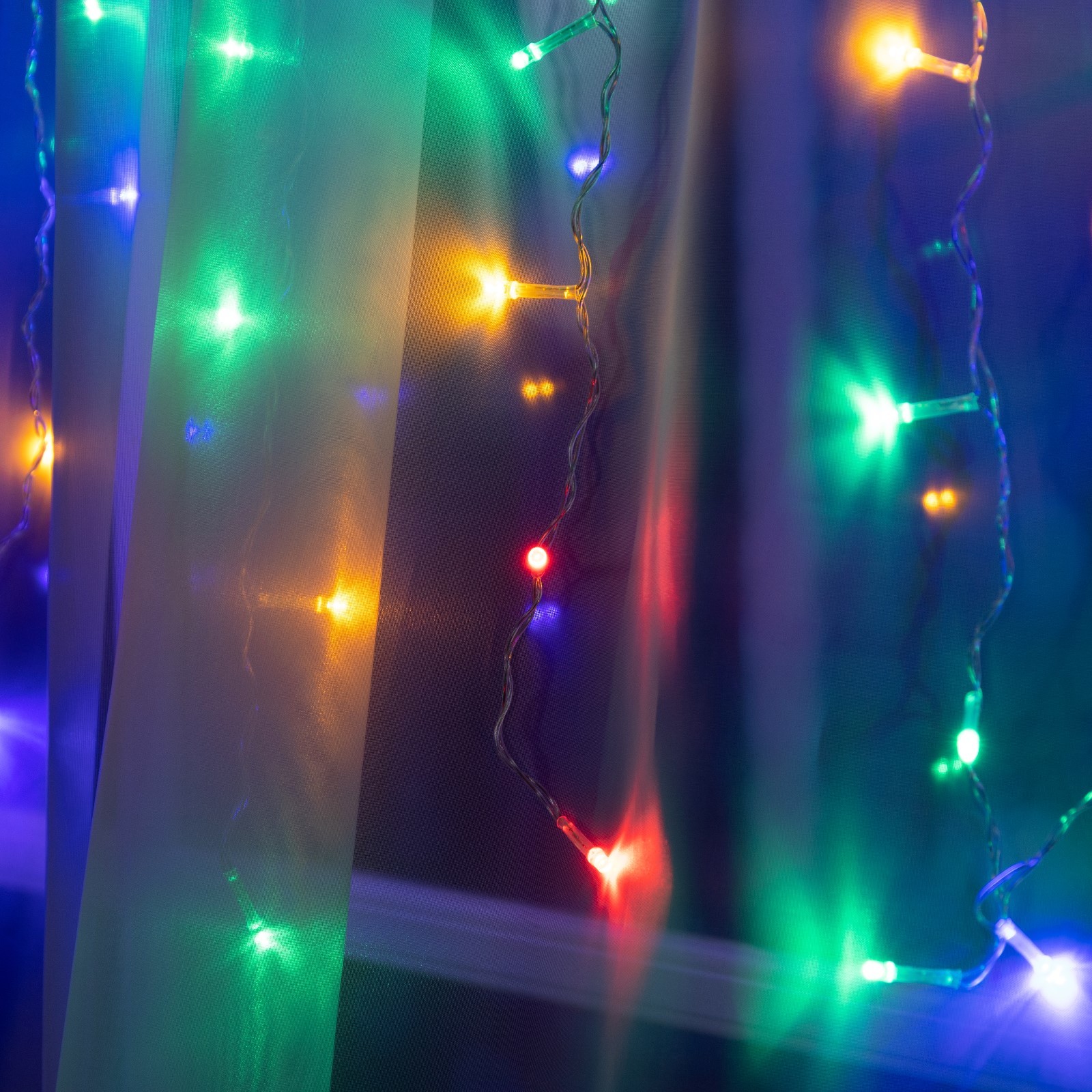 Гирлянда Luazon «Занавес» 1.5 × 1 м IP20 прозрачная нить 180 Led свечение мульти 8 режимов 220 В - фото 2