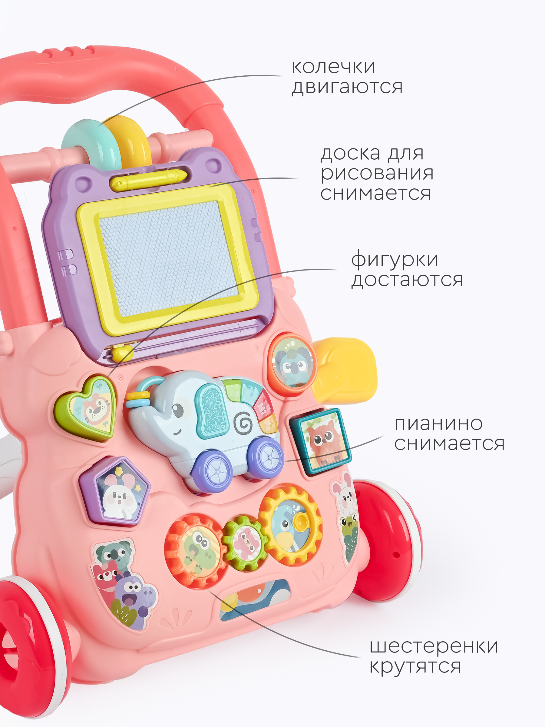 Ходунки Tomix Elephant розовый - фото 9