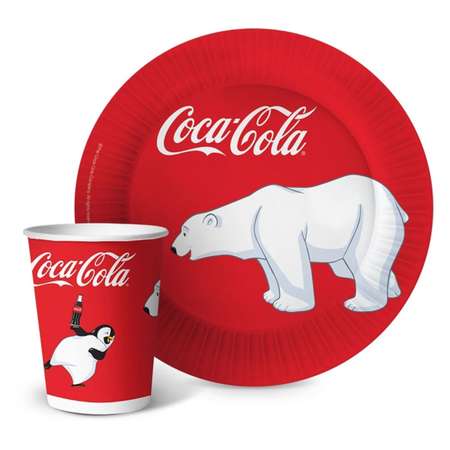 Набор одноразовой посуды ND PLAY Coca Cola стаканы 6шт 330мл тарелки 6шт 23см