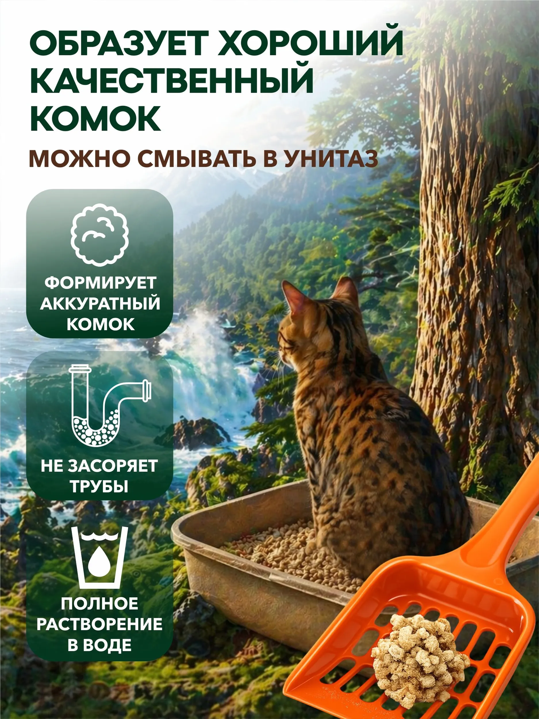 Наполнитель EarthPet 7 л 2 кг комкующийся, древесный, впитывающий - фото 11