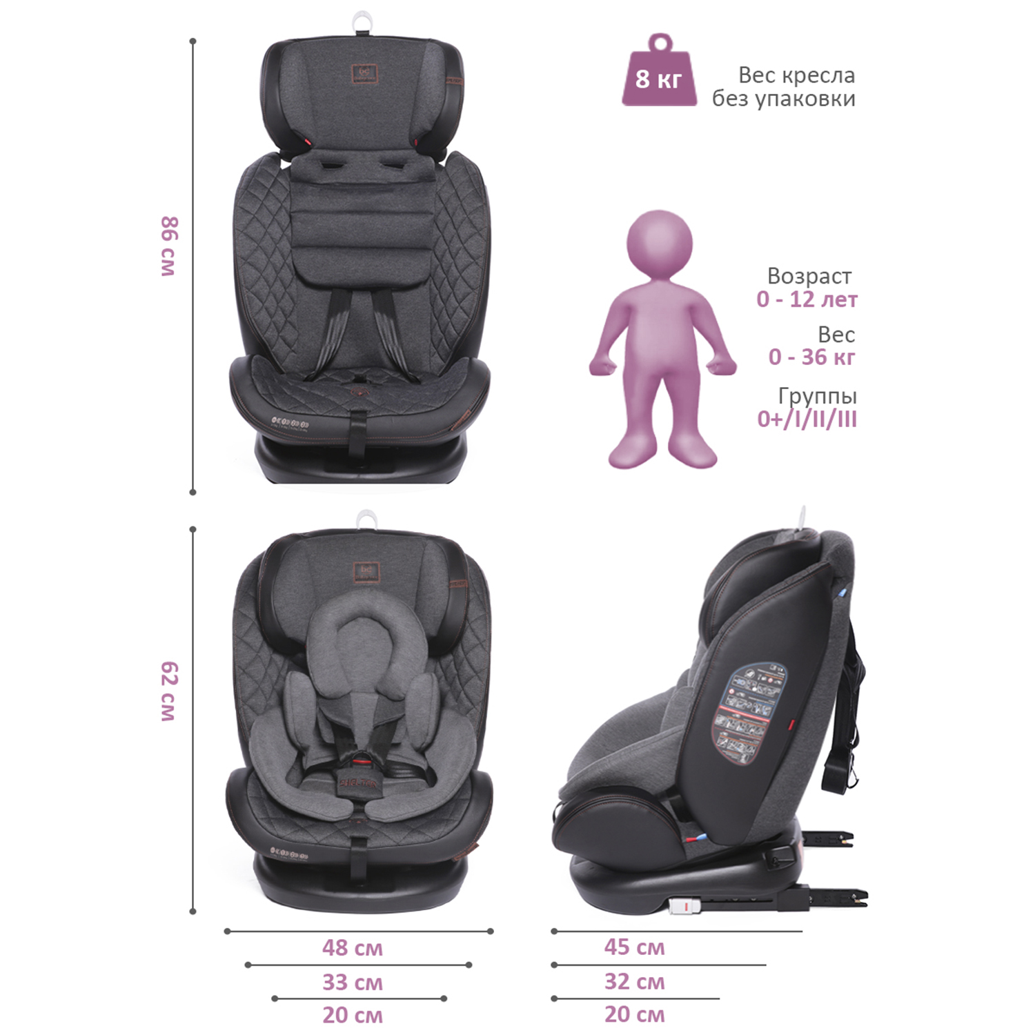 Автокресло BabyCare Shelter Isofix 0+/1/2/3 (0-36 кг) - фото 7