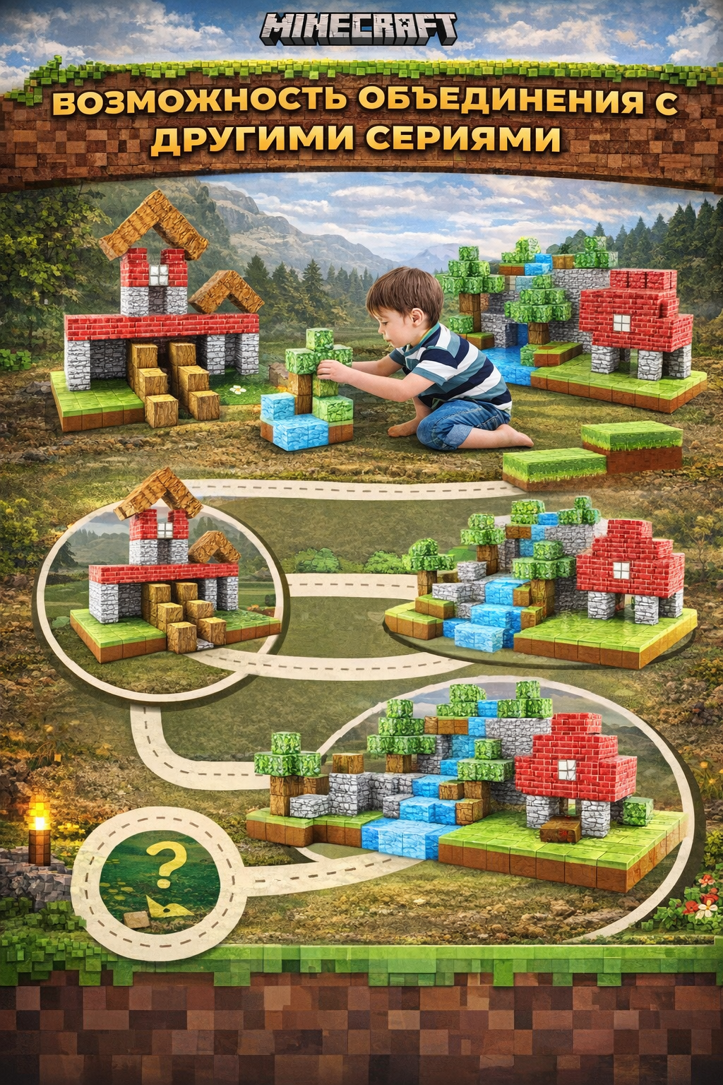 Конструктор BalaToys Майнкрафт магнитный 300 дет. - фото 5