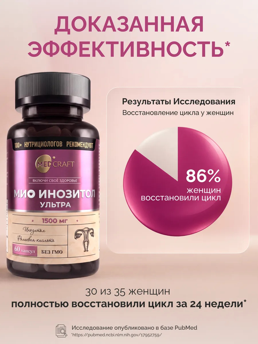 Инозитол мио 1500 мг MedCraft 1500 мг 60 капсул - фото 6