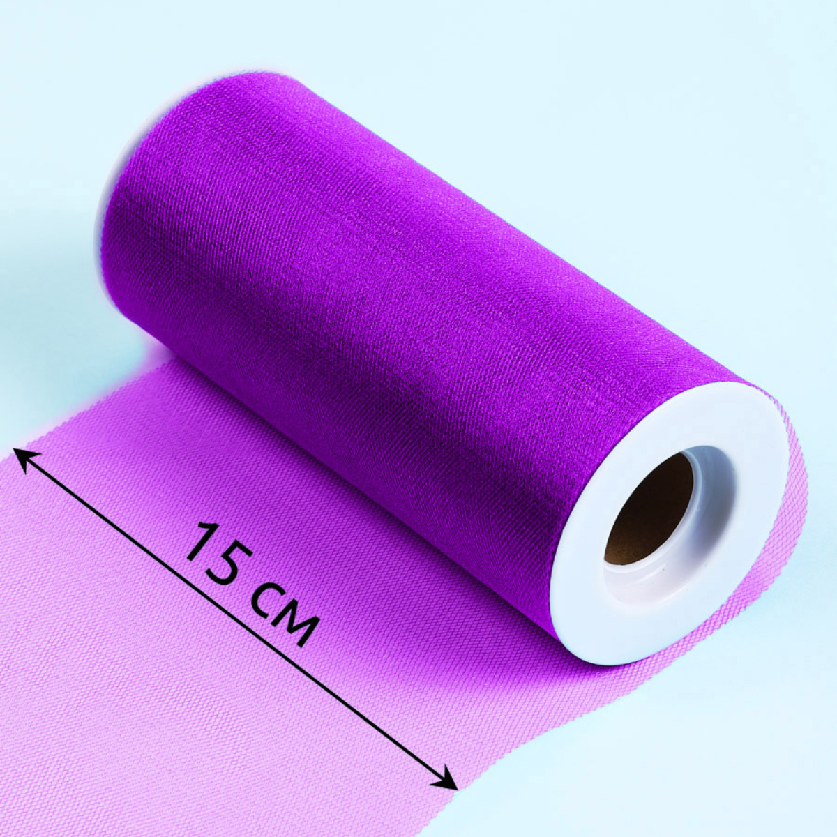 Фатин в шпульках блестящий TBY средней жесткости ширина 150 мм уп.22.86м фиолетовый - фото 2