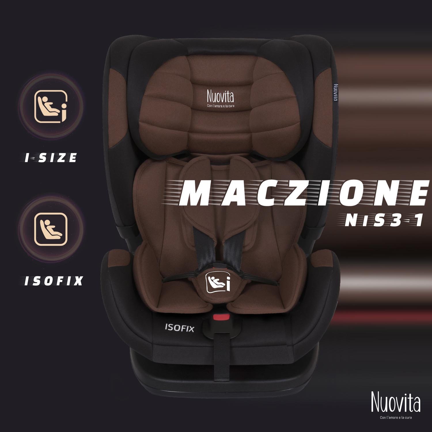 Автокресло Nuovita Maczione NiS3-1 Isofix 1/2/3 (9-36 кг) коричневый - фото 1