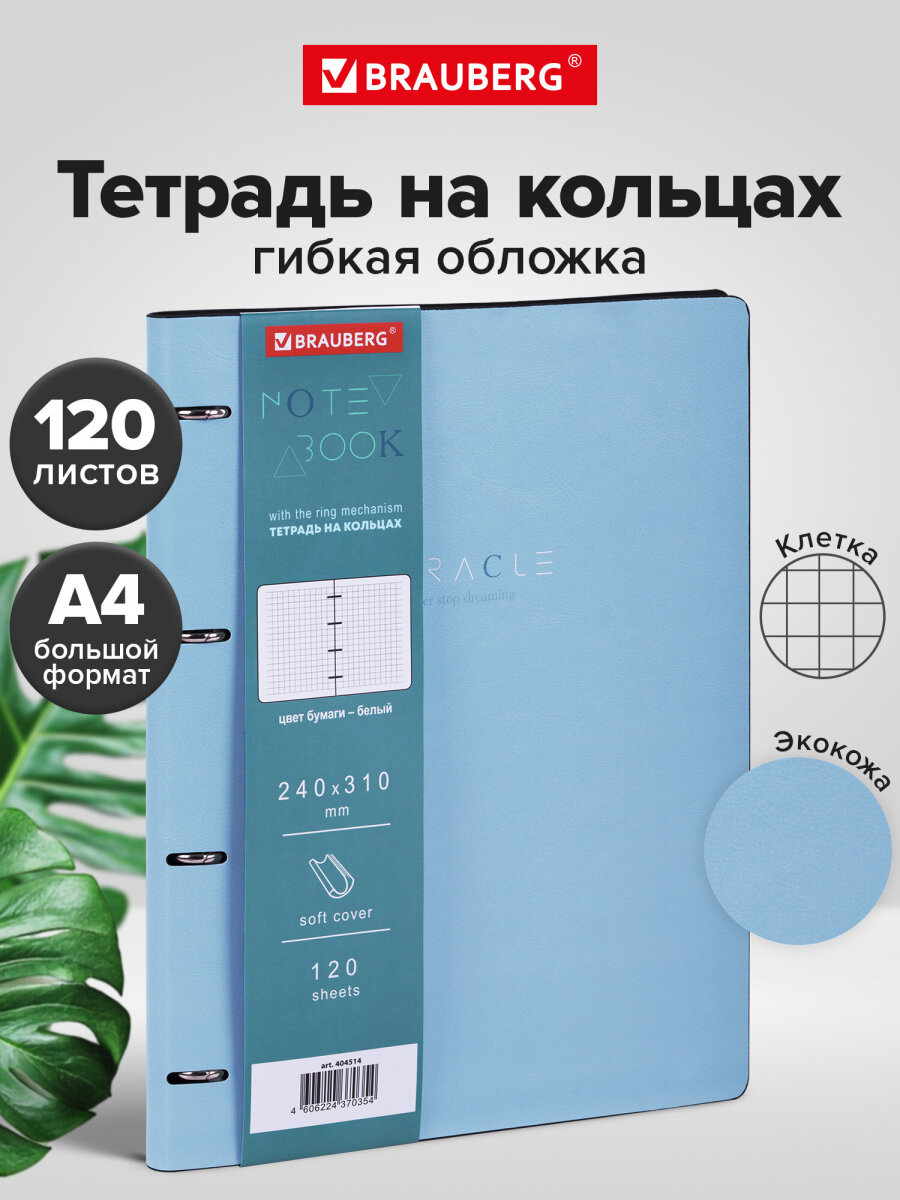 Тетрадь со сменным блоком Brauberg клетка 120 лист. - фото 1
