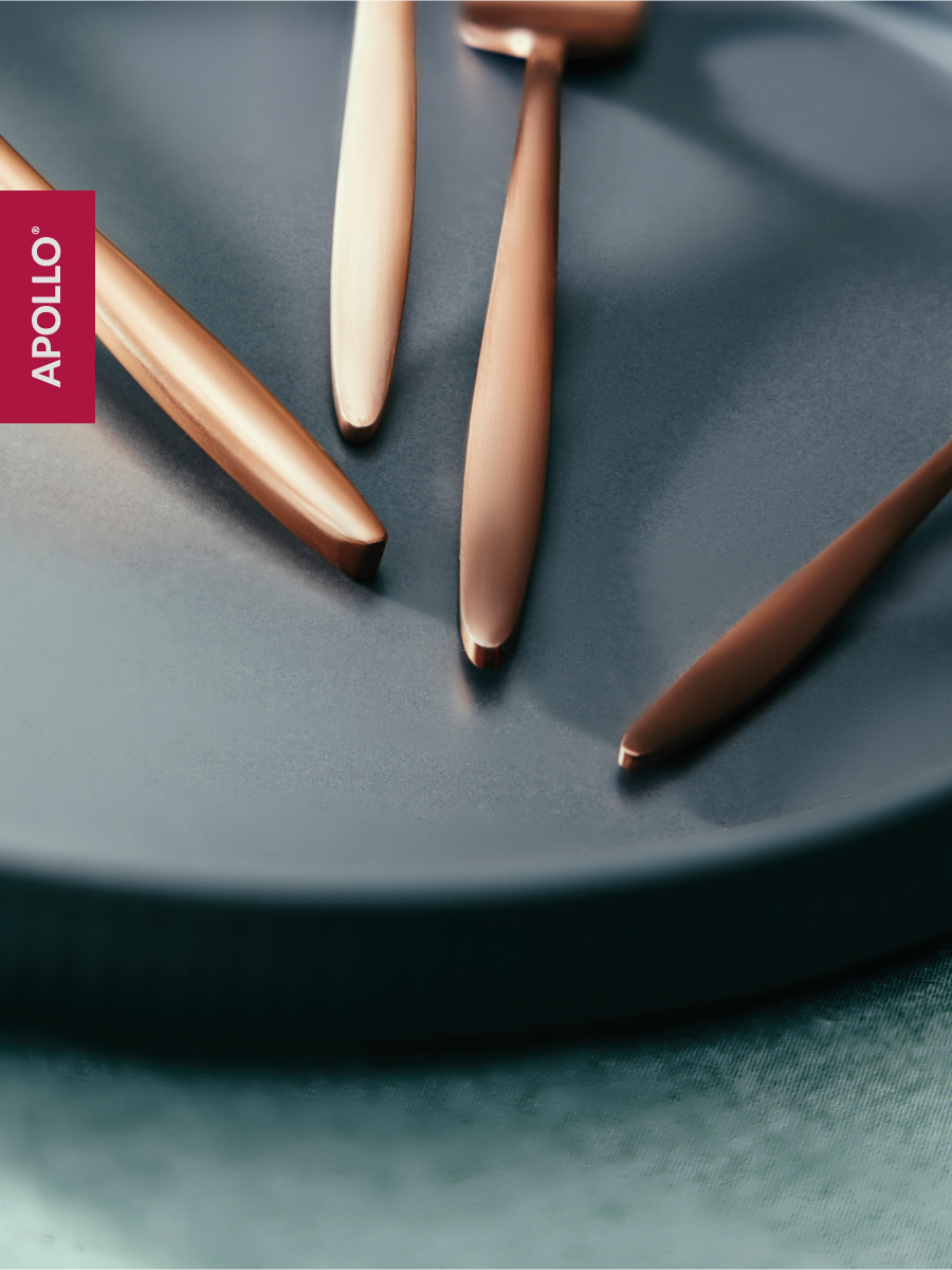 Набор столовых приборов APOLLO 16 предметов, розовое золото, матовые - фото 2