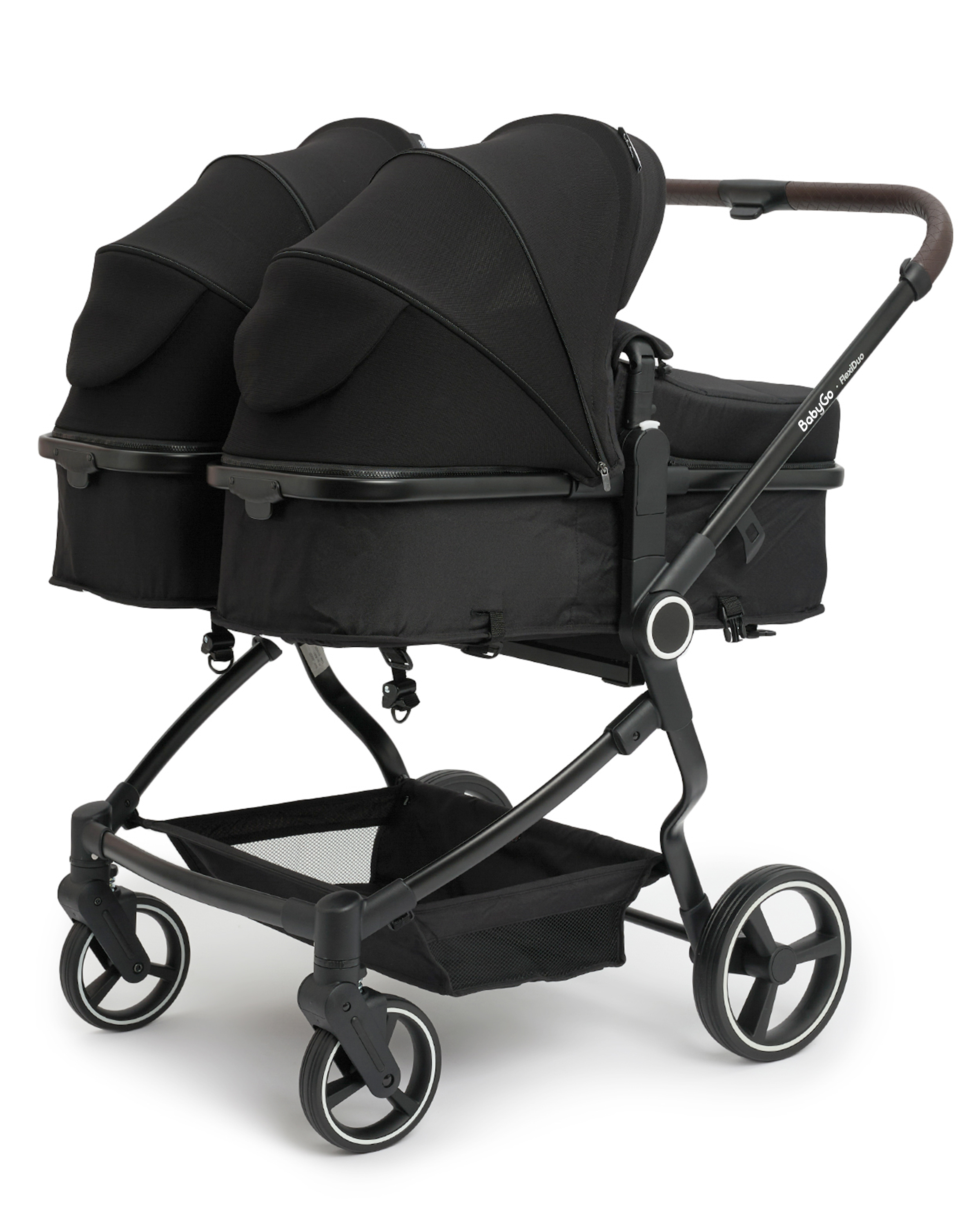 Коляска прогулочная для двойни BabyGo Flexi Duo New черный - фото 7