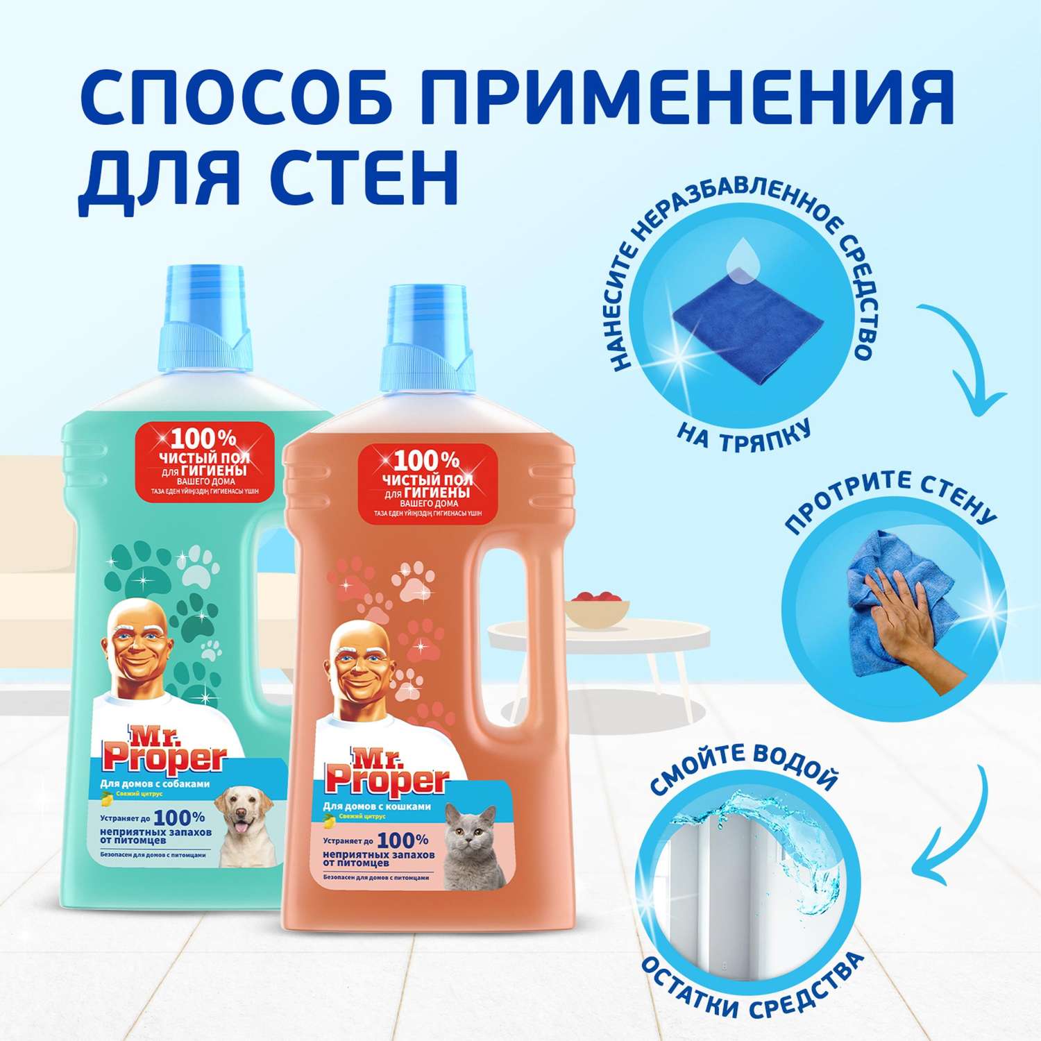 Жидкость моющая для полов и стен Mr.Proper Для домов с собаками Свежий цитрус 500мл - фото 4