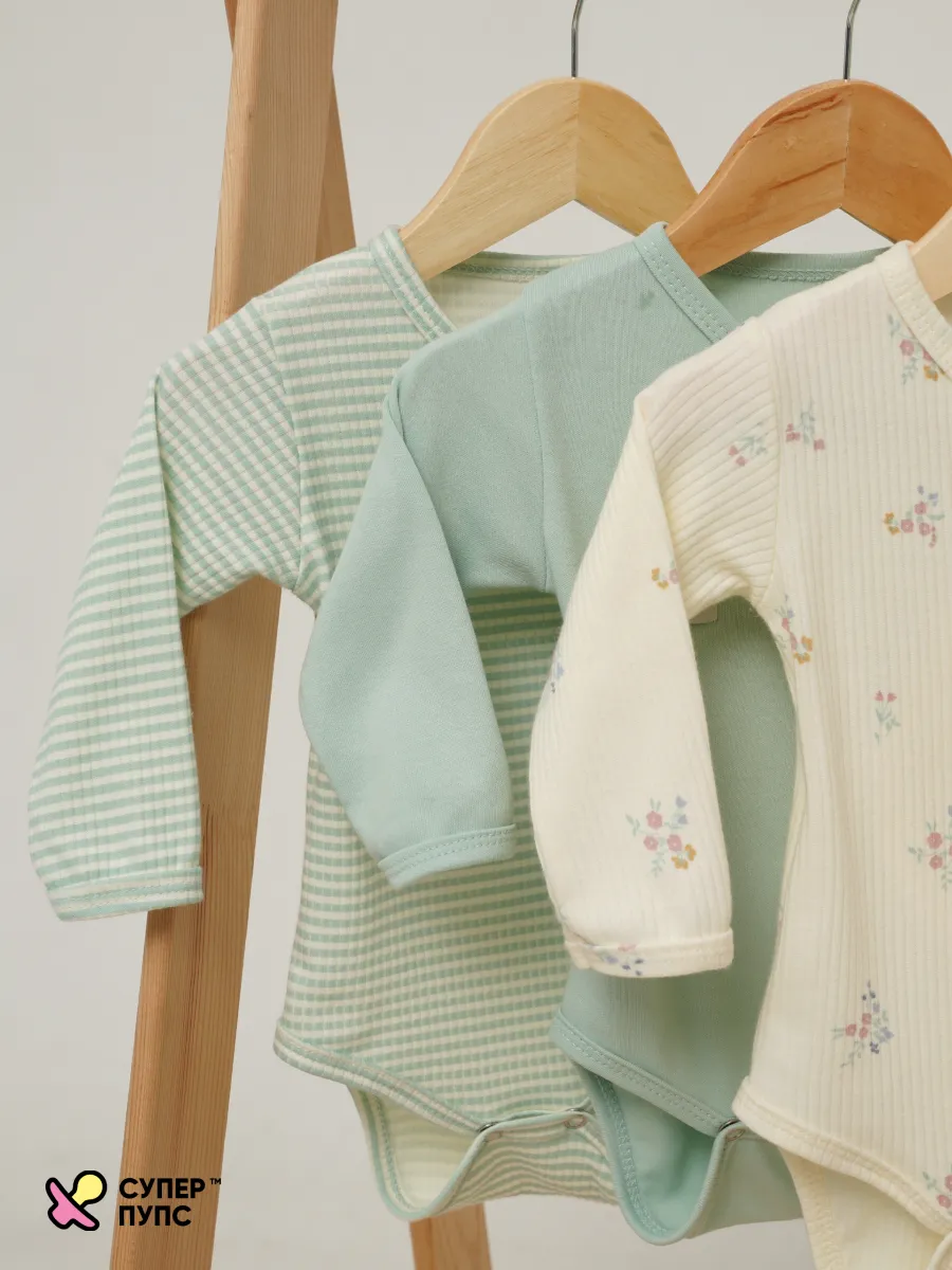 Боди 3 шт Супер Пупс нбр/3пр/бд/зап/зеленыецветочки - фото 15