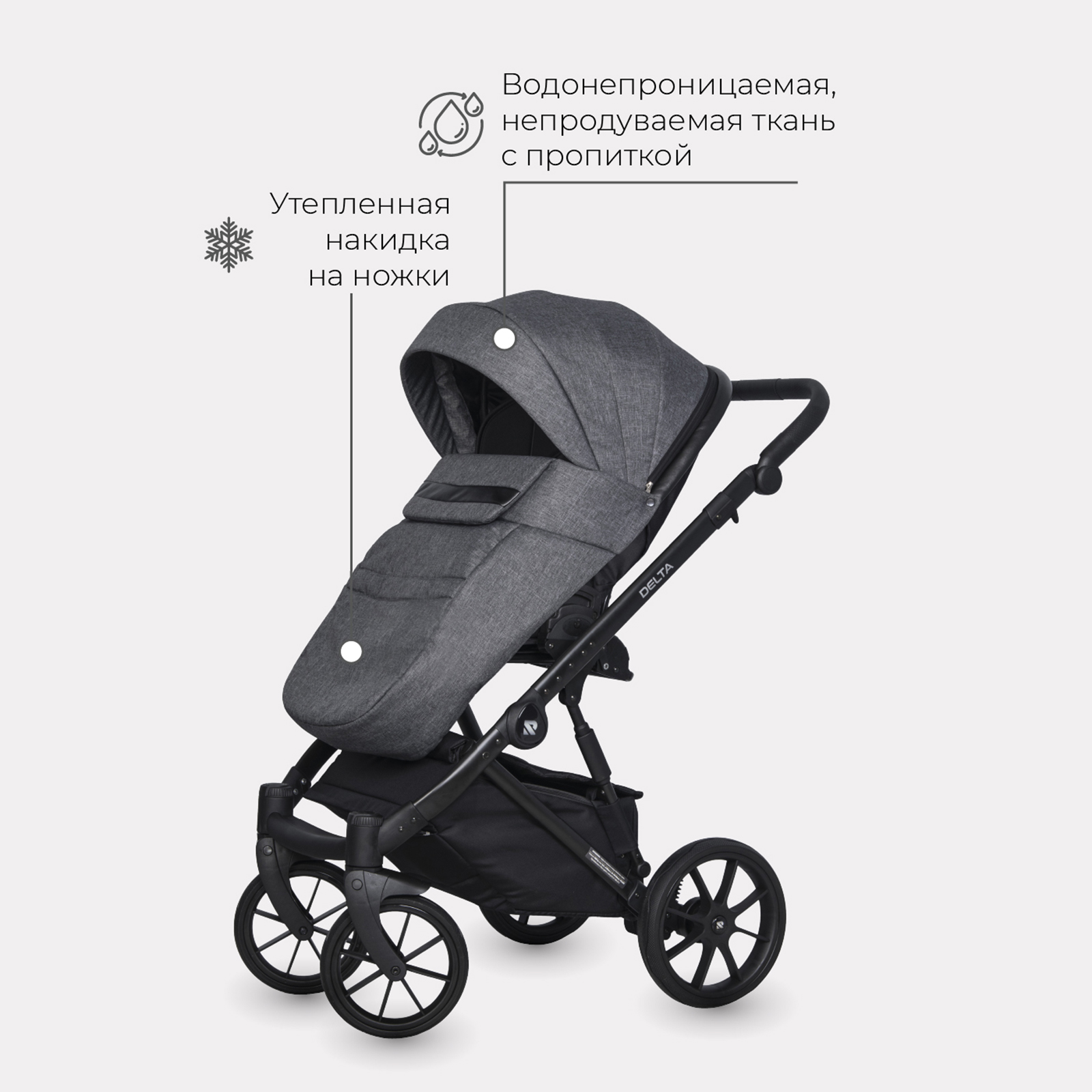 Коляска 2в1 Riko Basic синий - фото 7