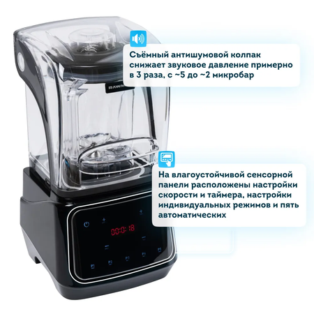 Блендер стационарный RAWMID Professional RPB-02 профессиональный для смузи и коктейлей бесшумный