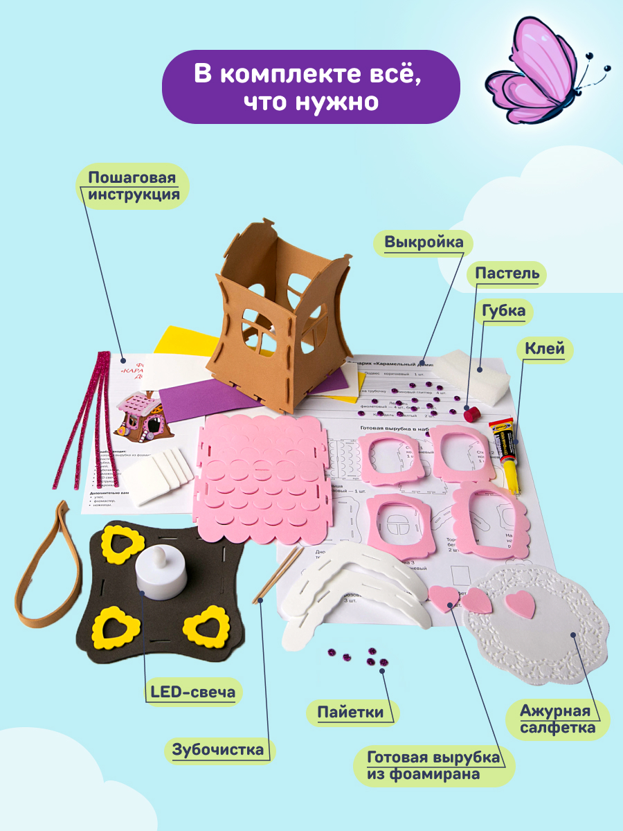 Набор для творчества Волшебная мастерская сборка Карамельный домик - фото 4