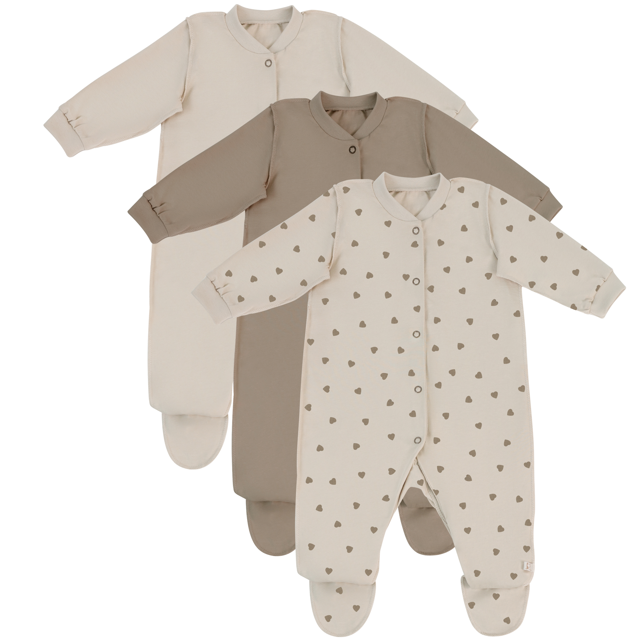 Комбинезон 3 шт Фабрика Бамбук MU060007KNR/116MU/Шоколад сердечки - фото 1