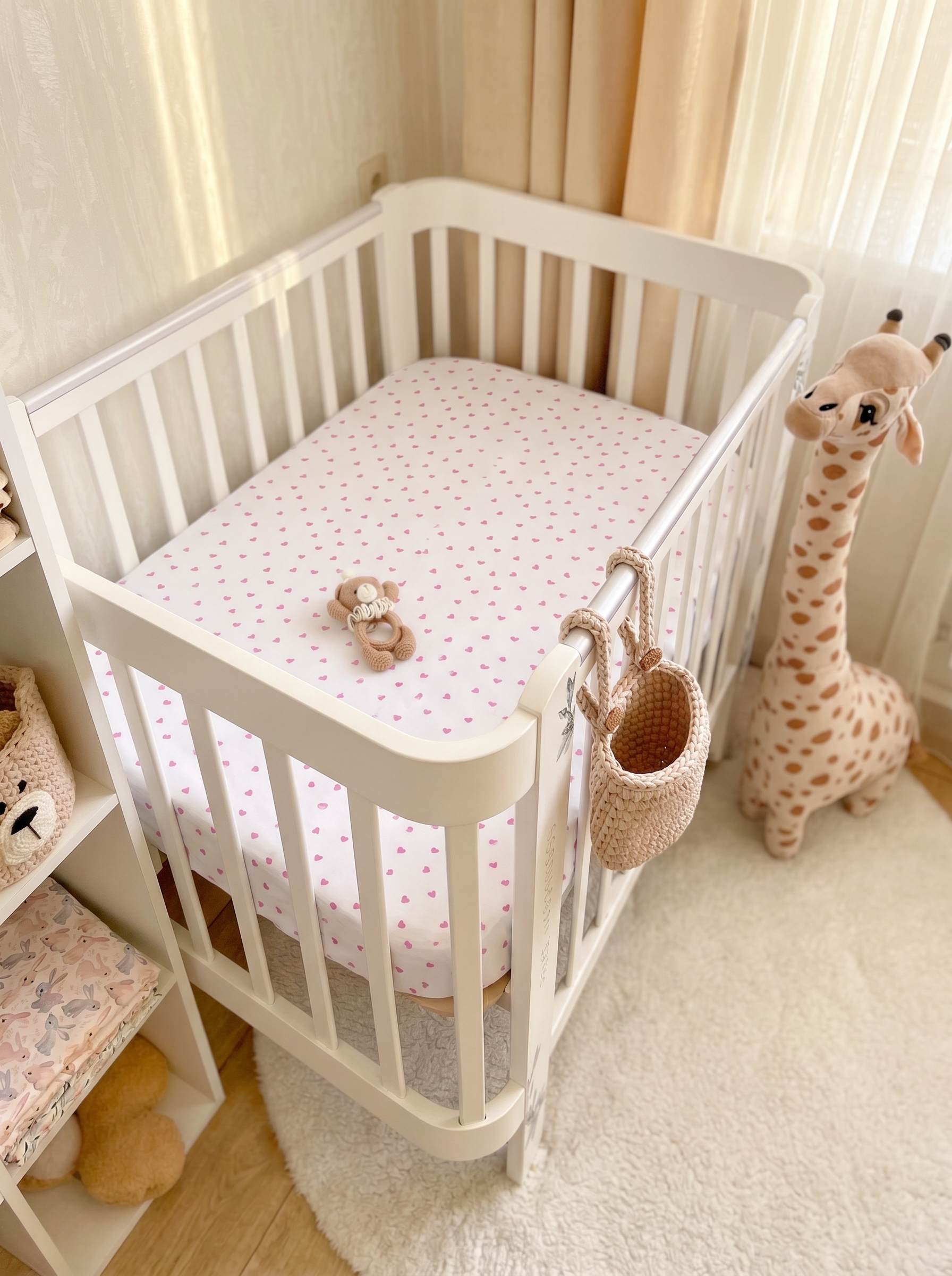 Простыня Kitten розовые сердечки 70 x 100 см на резинке - фото 2