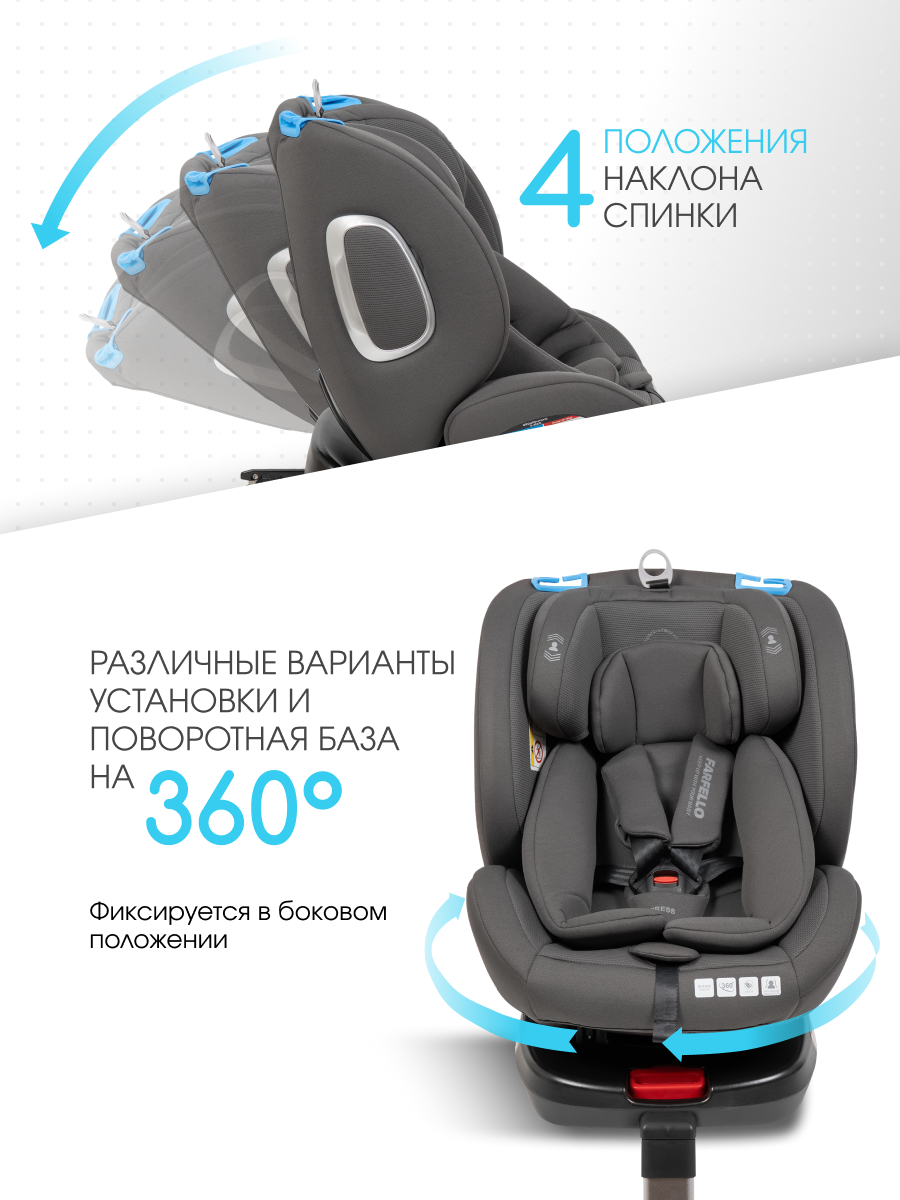 Автокресло Farfello YB102A Isofix 0+/1/2/3 (0-36 кг) серый - фото 7