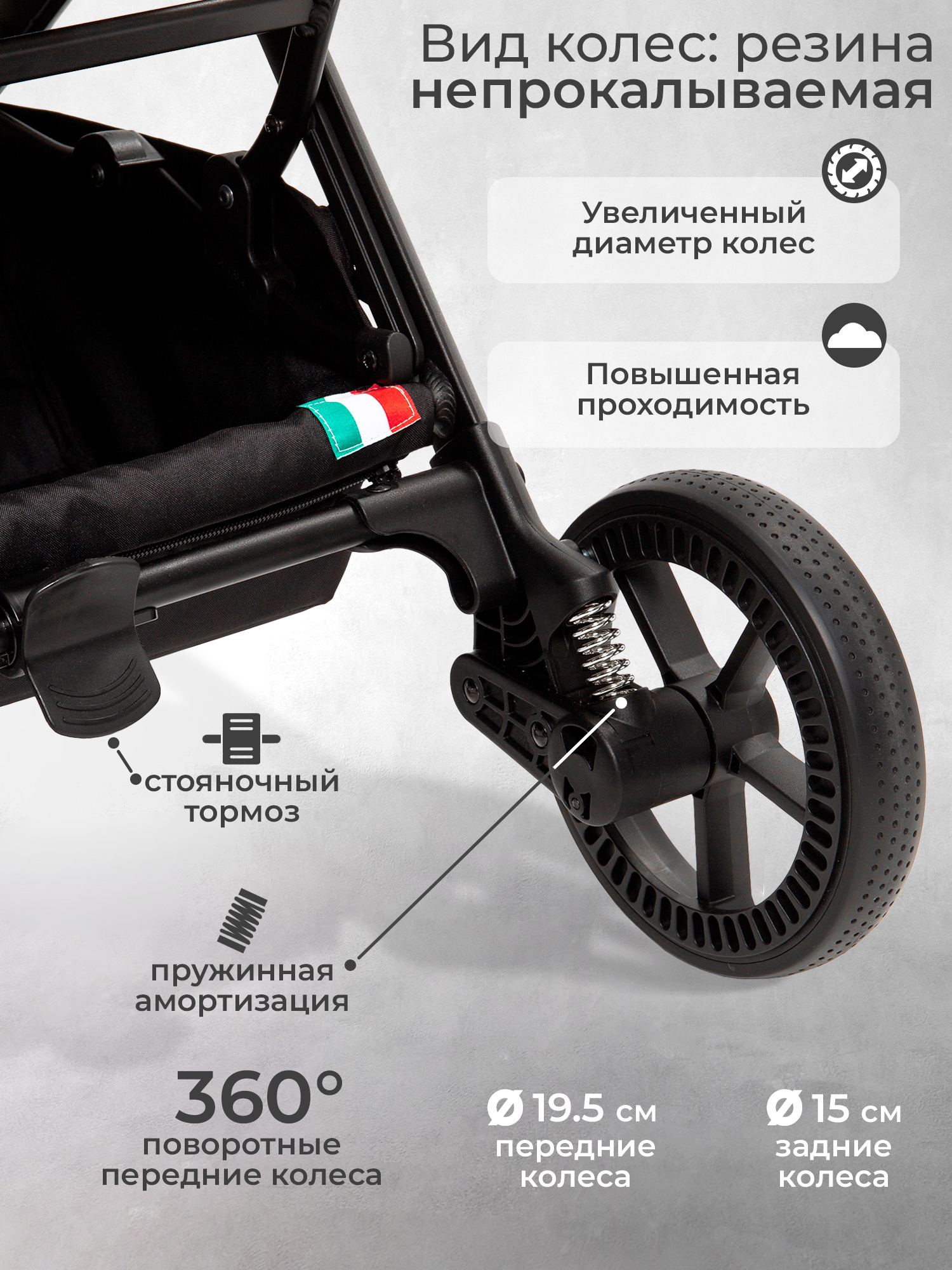 Коляска прогулочная Sweet Baby Colibri Plus Black черный - фото 9