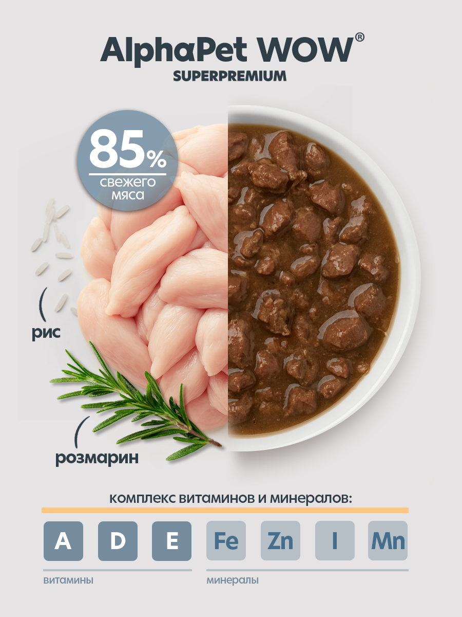 Пауч 28 шт Влажный полнорационный корм AlphaPet для взрослых кошек цыпленок сочные кусочки в соусе 85 г - фото 5