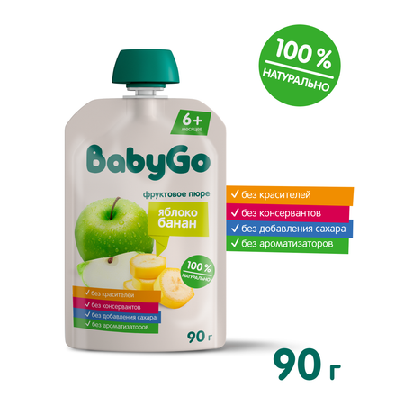 Пюре BabyGo Яблоко-банан с 6 мес 90 г