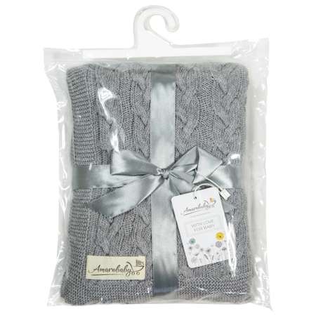 Плед Amarobaby Care Line Коса вязаный Серый