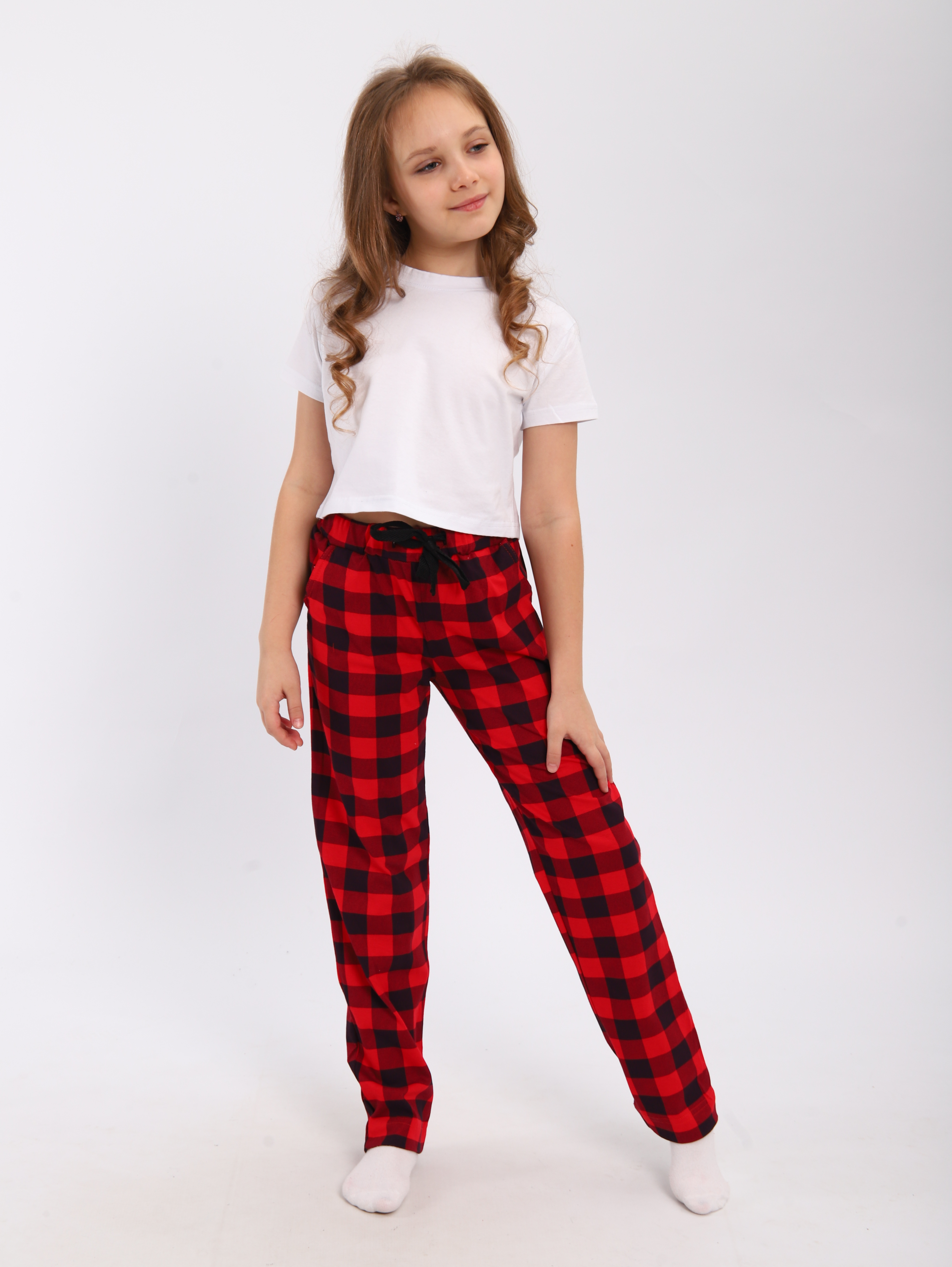 Брюки ЛАДОШКИ Брюки Матвей красная клетка - фото 1