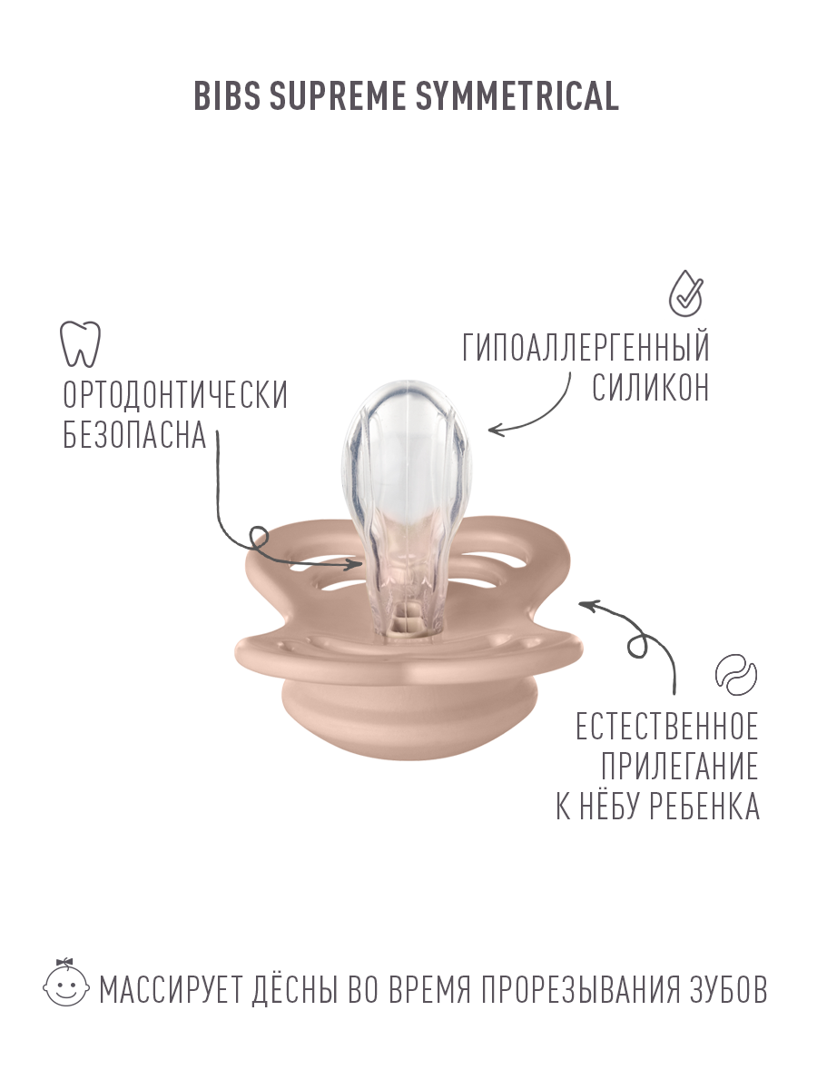 Пустышка BIBS силикон анатомическая, классическая, ортодонтическая от 0 мес. 4 шт. - фото 6