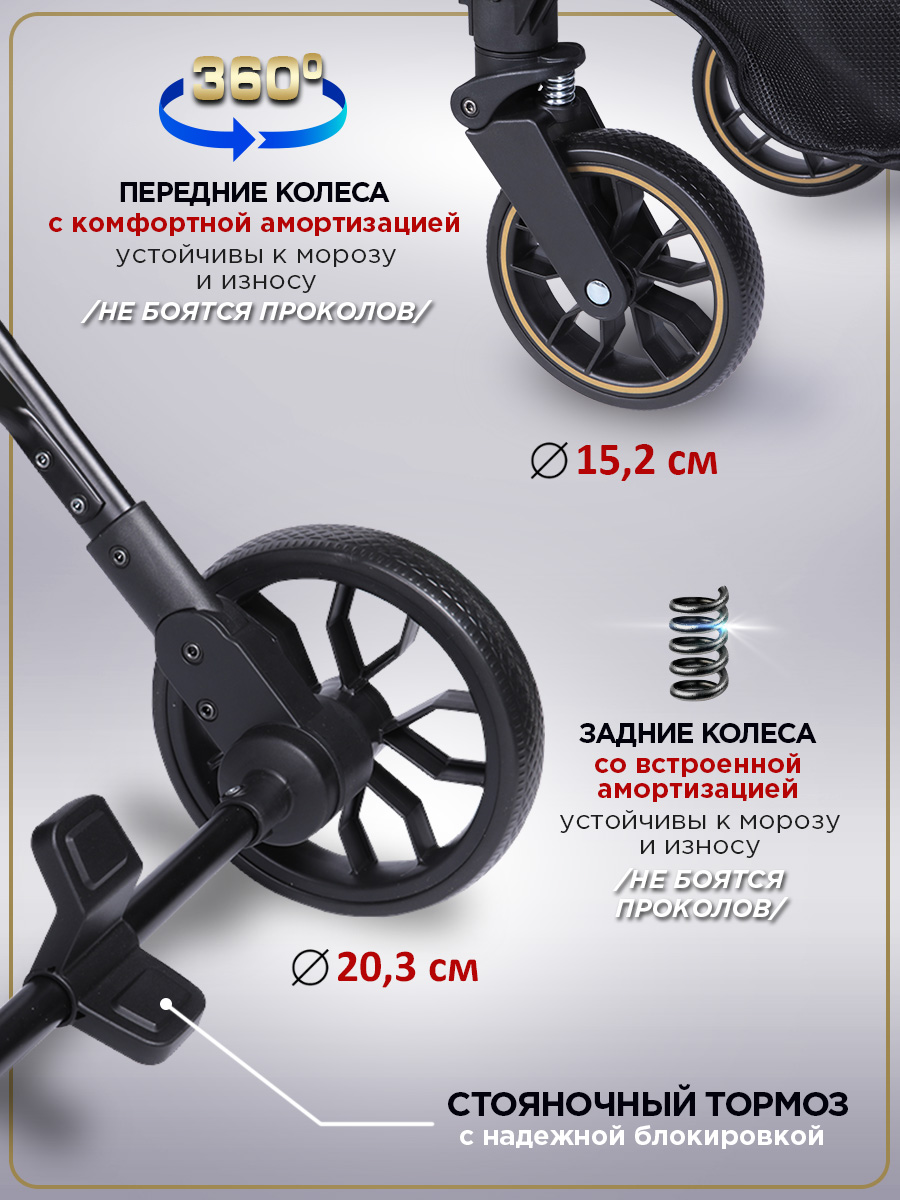 Коляска прогулочная BabyCare Venetto Золотой золотой - фото 5