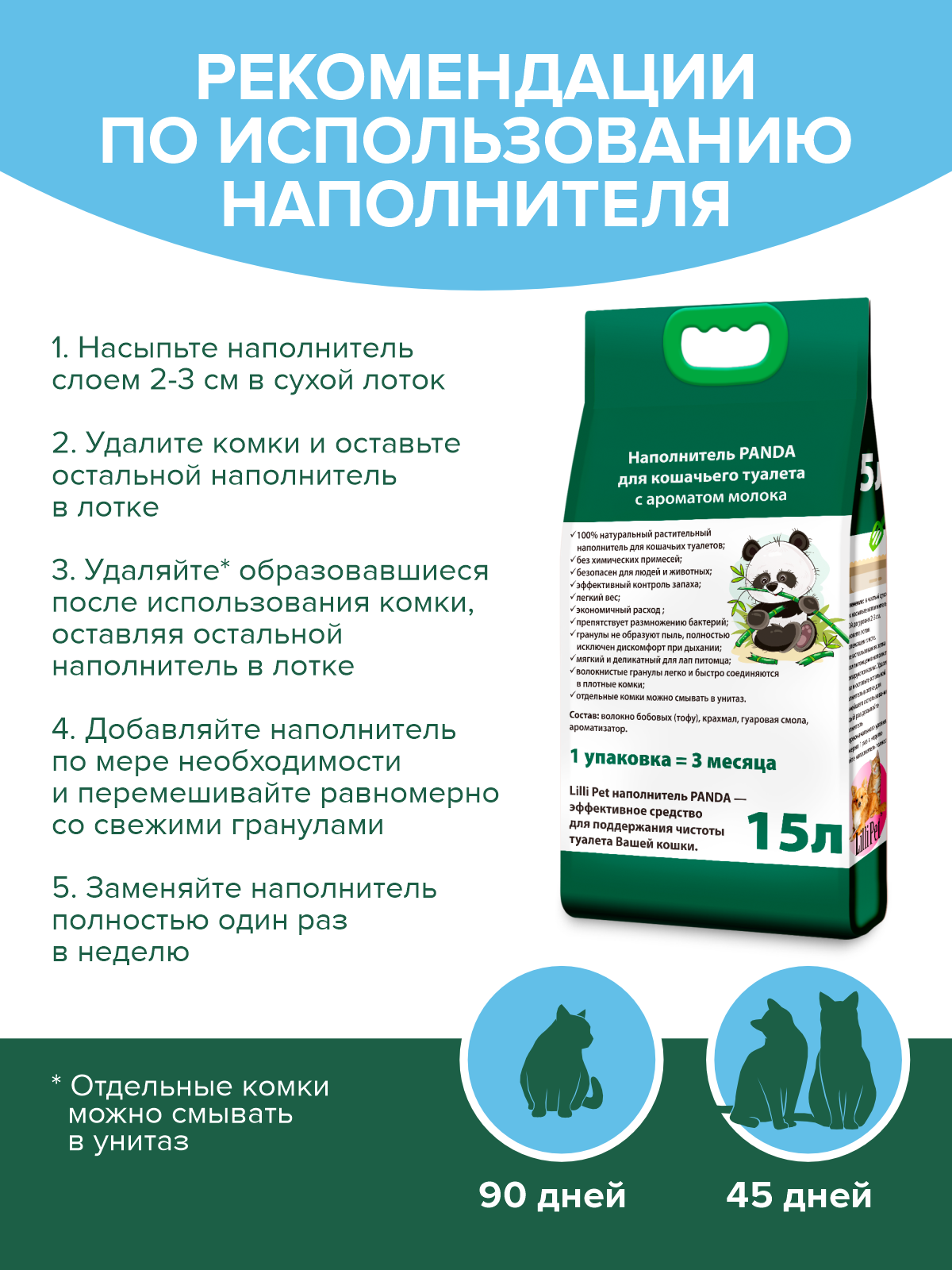 Наполнитель Lilli Pet 15 л растительный, впитывающий, комкующийся - фото 2