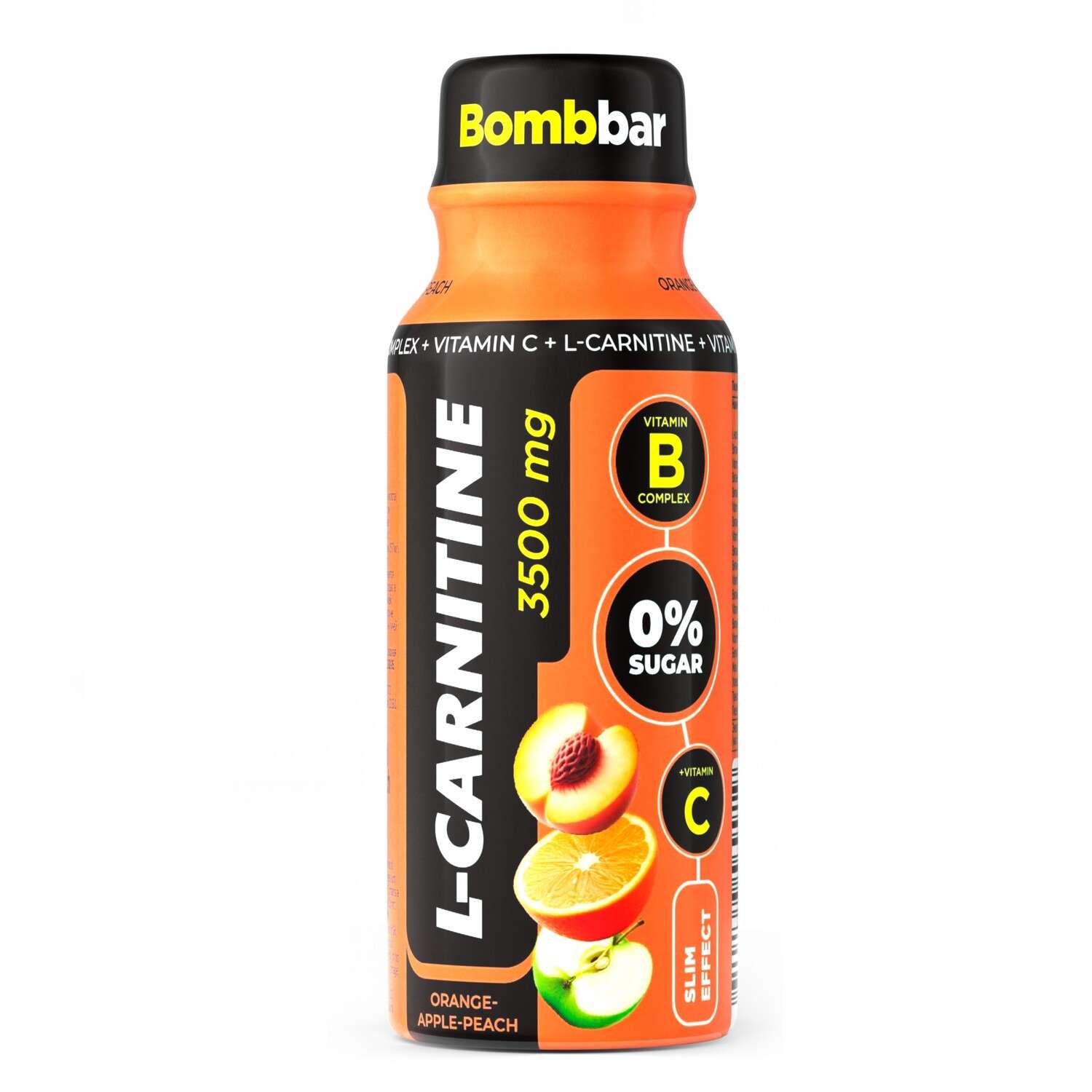 Напиток Bombbar L-карнитин 3500мг апельсин-яблоко-персик 100мл - фото 1