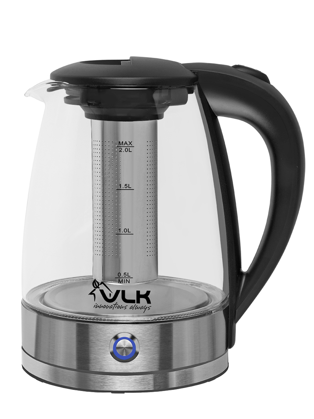 Электрический чайник VLK SIENA-6559 2200 Вт 2 л стекло сталь подогрев 65-85°C с ситечком черный стальной - фото 5