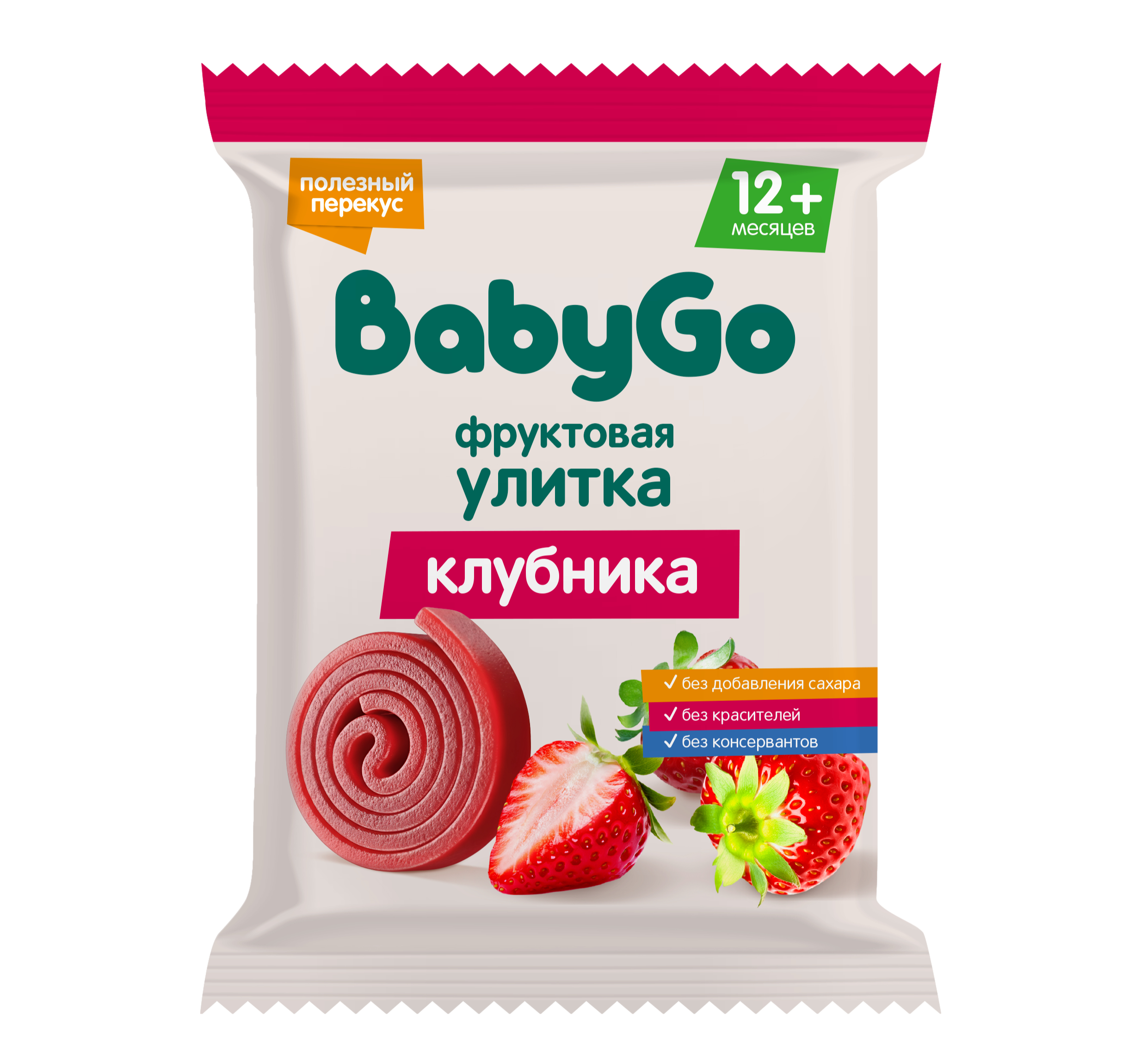 Изображение товара Фруктовые кусочки BabyGo Клубника с 12 мес 15 г