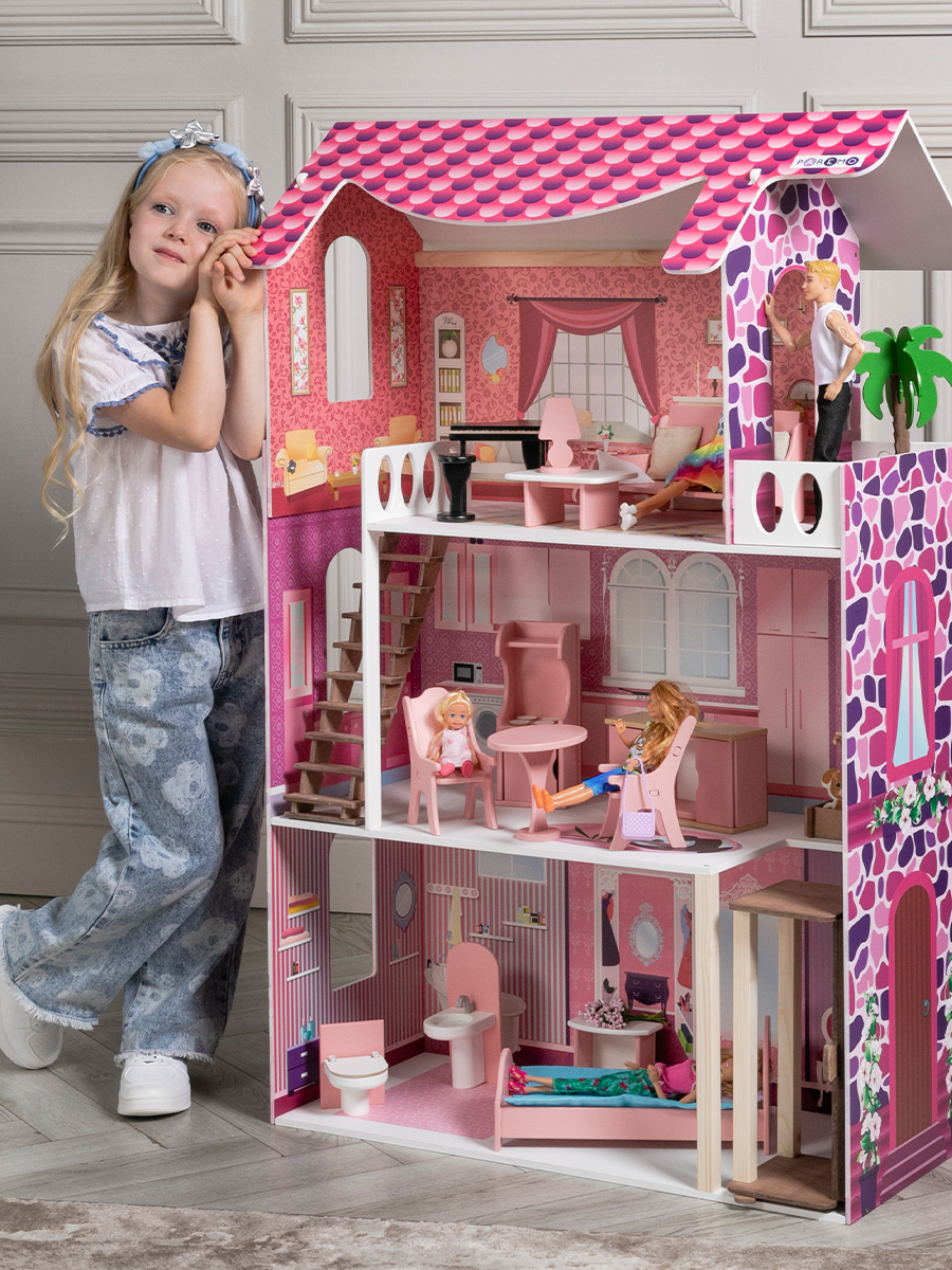 Изображение товара Кукольный домик Paremo Монте-Роза 105 см с мебелью для девочек от 3 лет