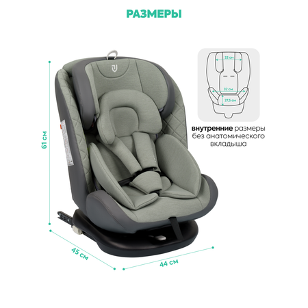 Автокресло Indigo Jovola Fuller, зел.-серая кожа Isofix 0+/1/2/3 (0-36 кг) зеленый