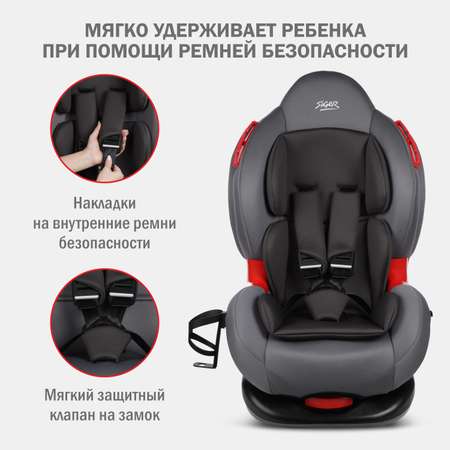 Автокресло SIGER Кокон Isofix lux 1/2 (9-25 кг) серый